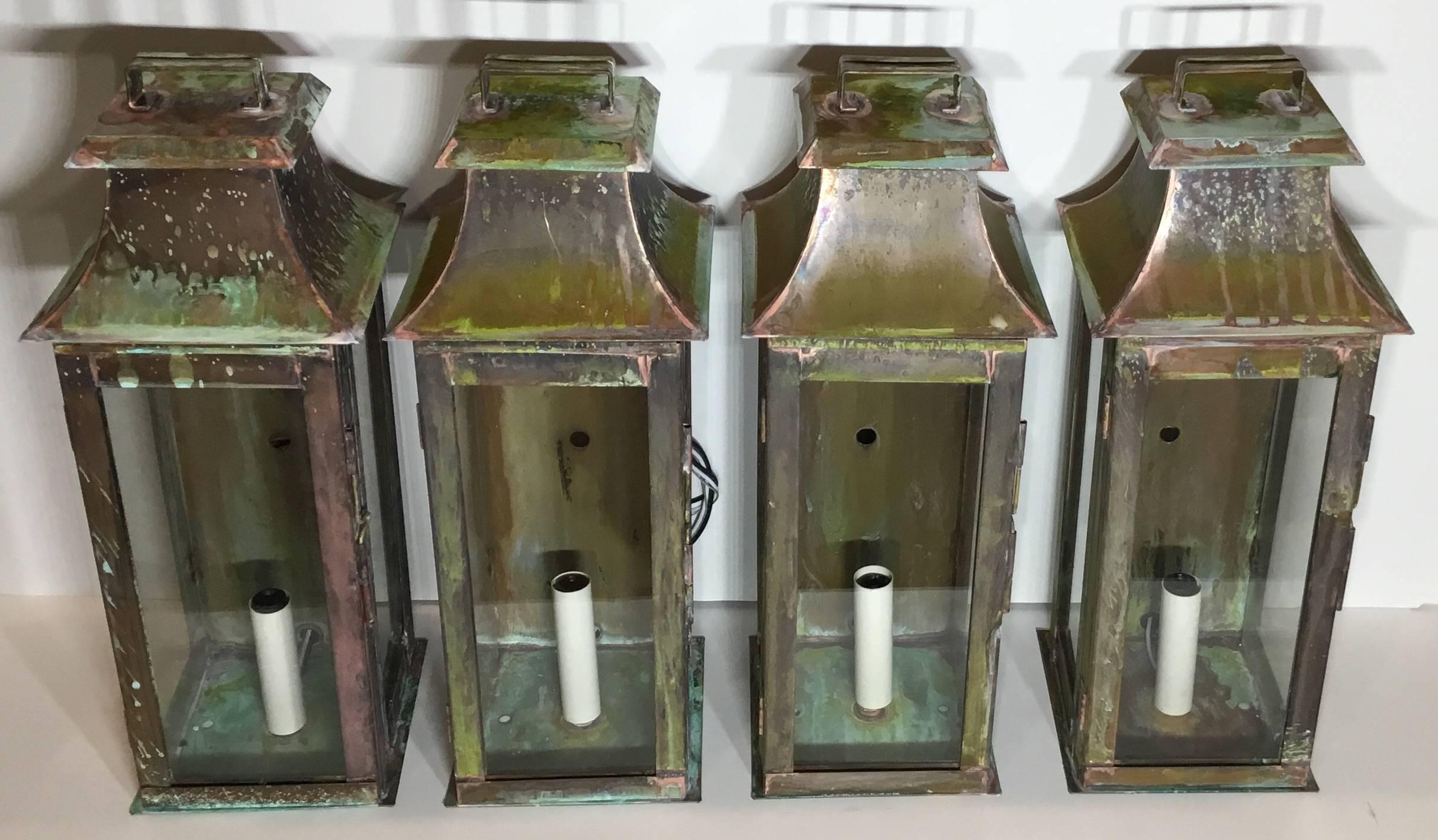 20th Century Set of Four Copper Wall Lanterns