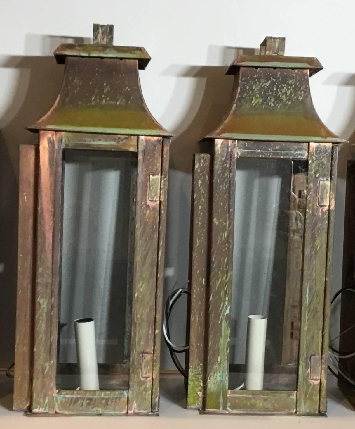 Set of Four Copper Wall Lanterns 3