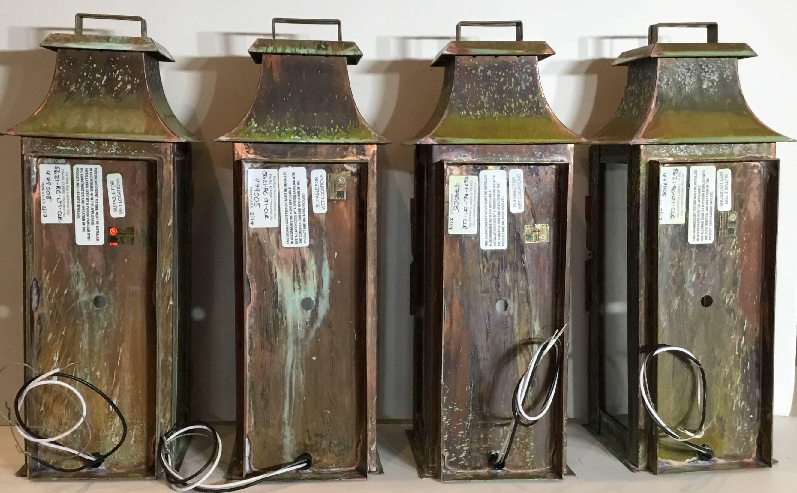 Set of Four Copper Wall Lanterns 4