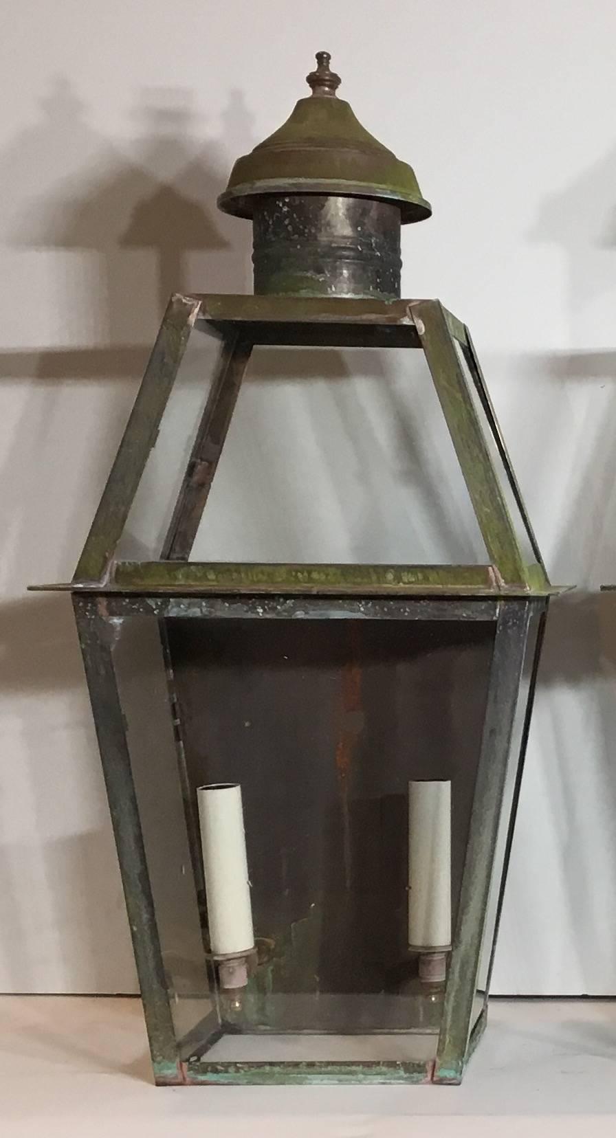 American Pair of Large Architectural Wall Lanterns