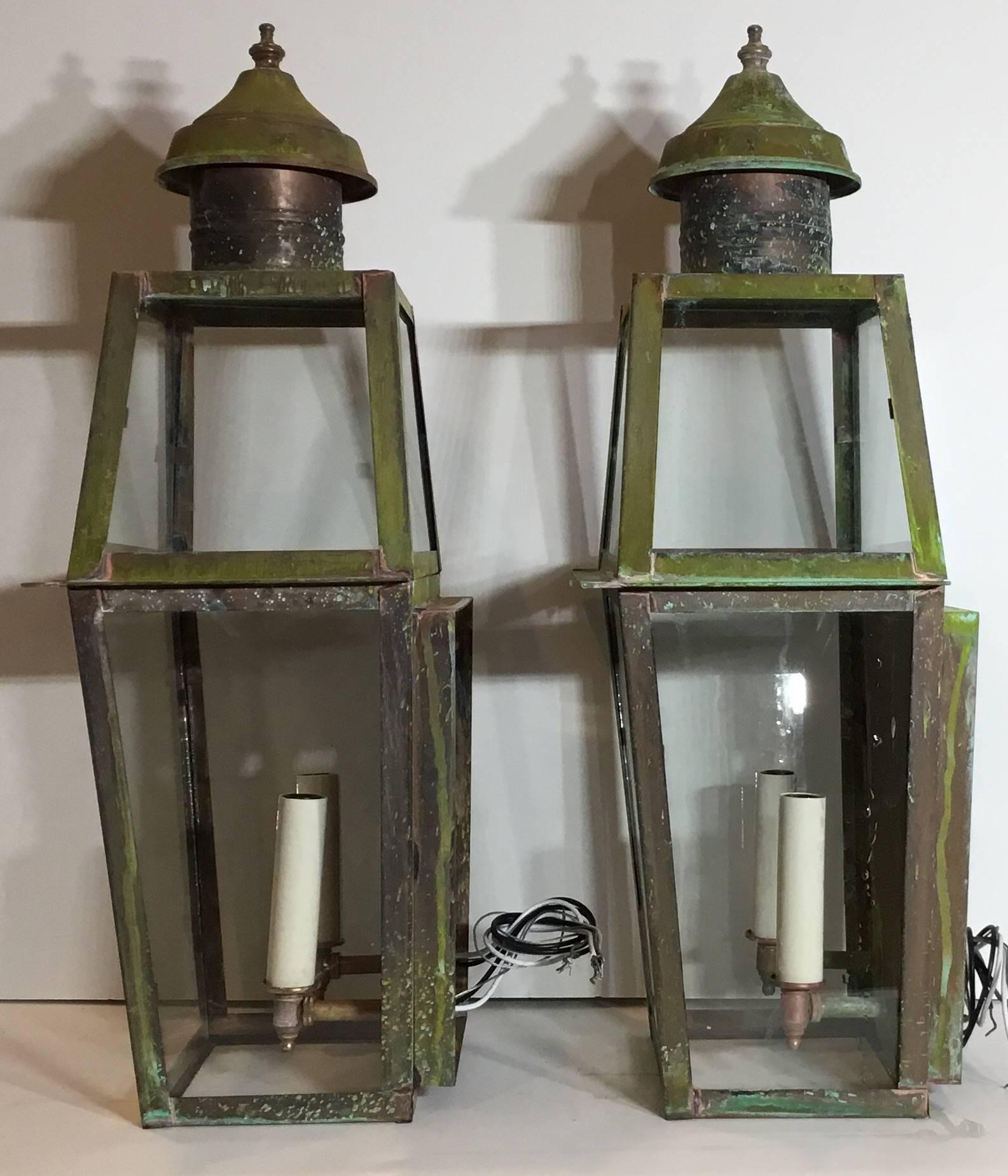 Pair of Large Architectural Wall Lanterns 1