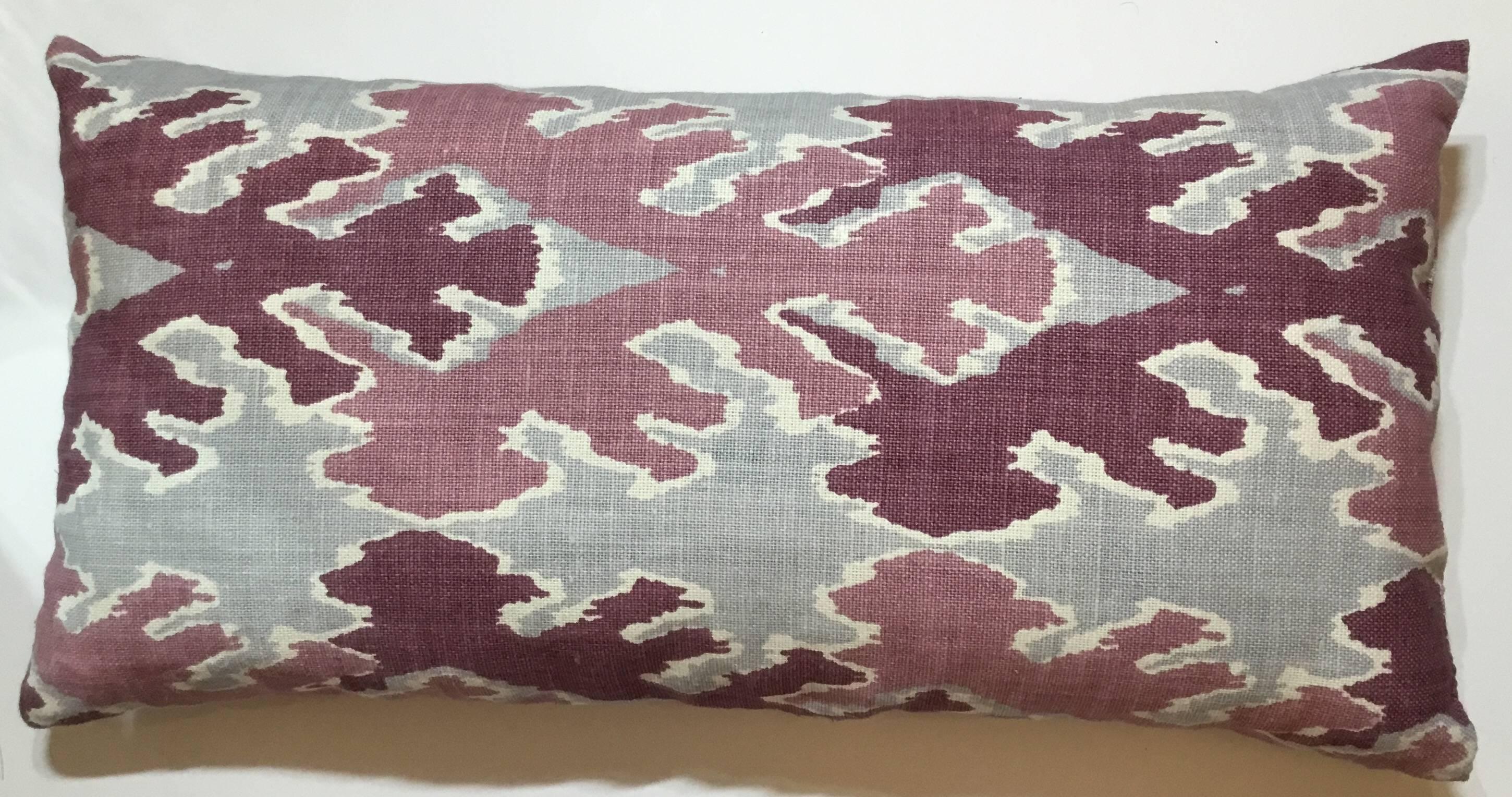 Purple and Grey Linen Ikat Pillow In Excellent Condition In Delray Beach, FL