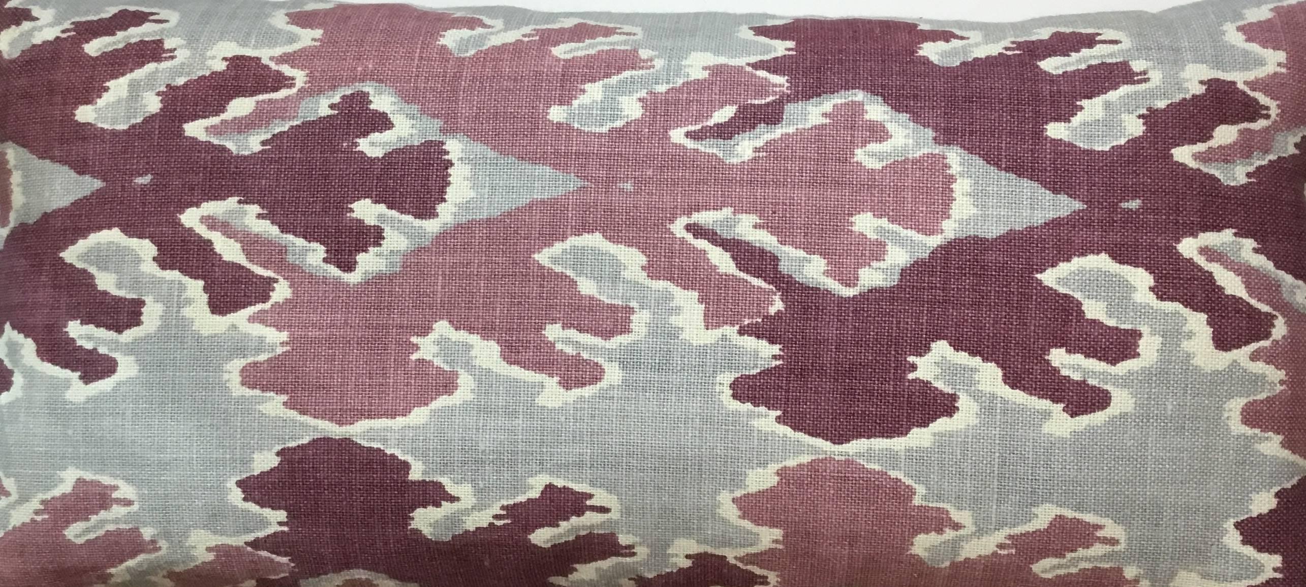 20th Century Purple and Grey Linen Ikat Pillow