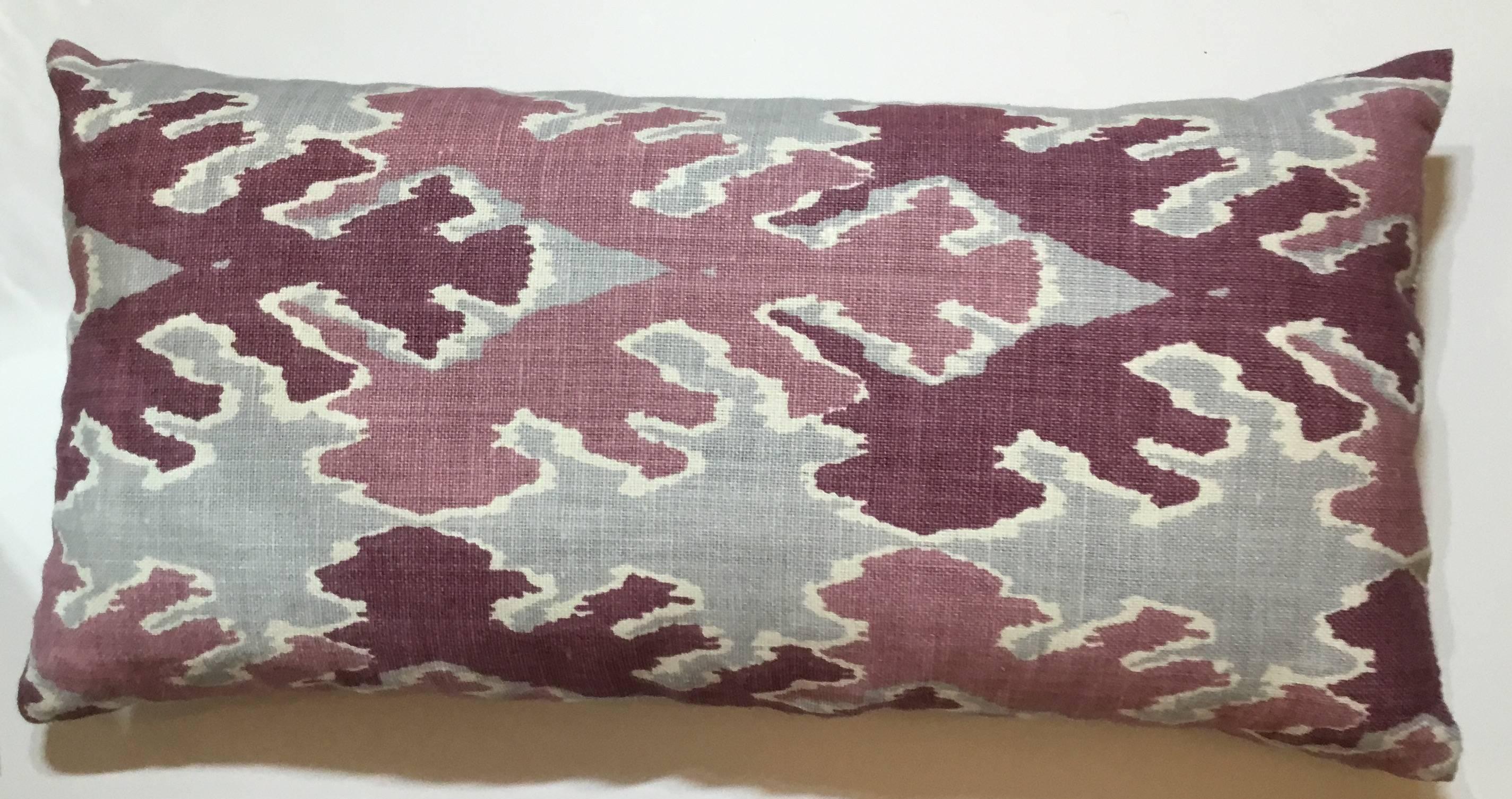 Purple and Grey Linen Ikat Pillow 1