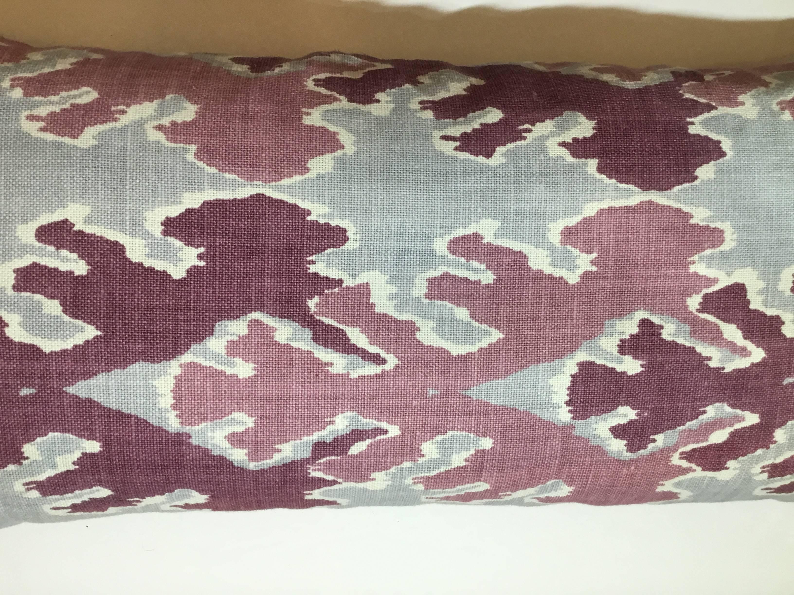Purple and Grey Linen Ikat Pillow 2