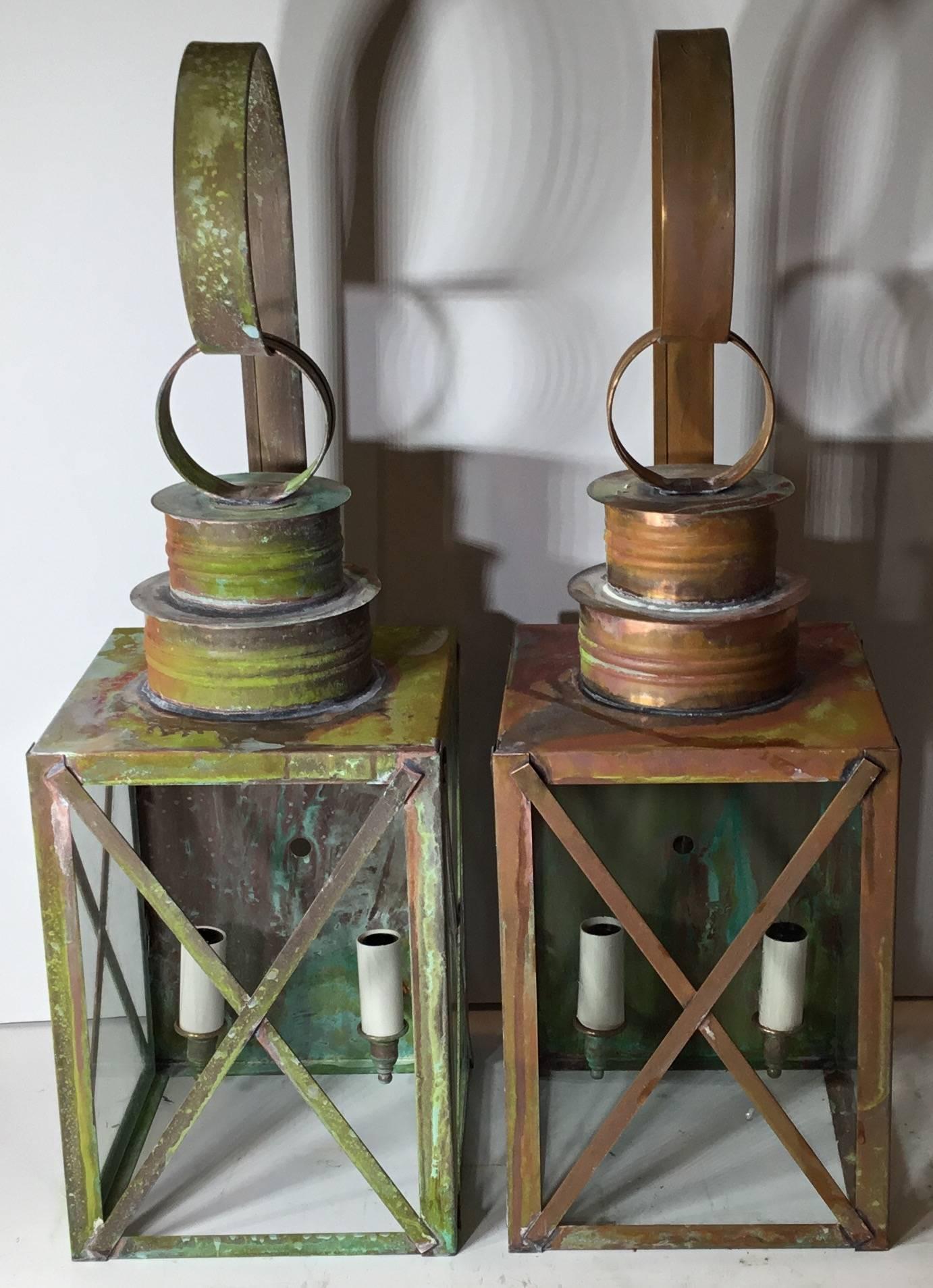 Pair of Elegant Wall Copper Lanterns 5
