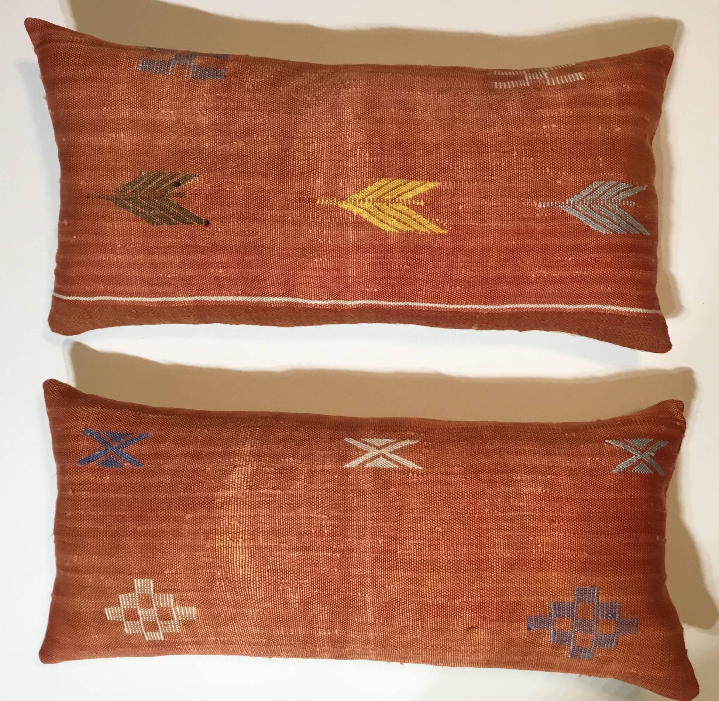 20th Century Pair of Moroccan Cactus Silk Pillows
