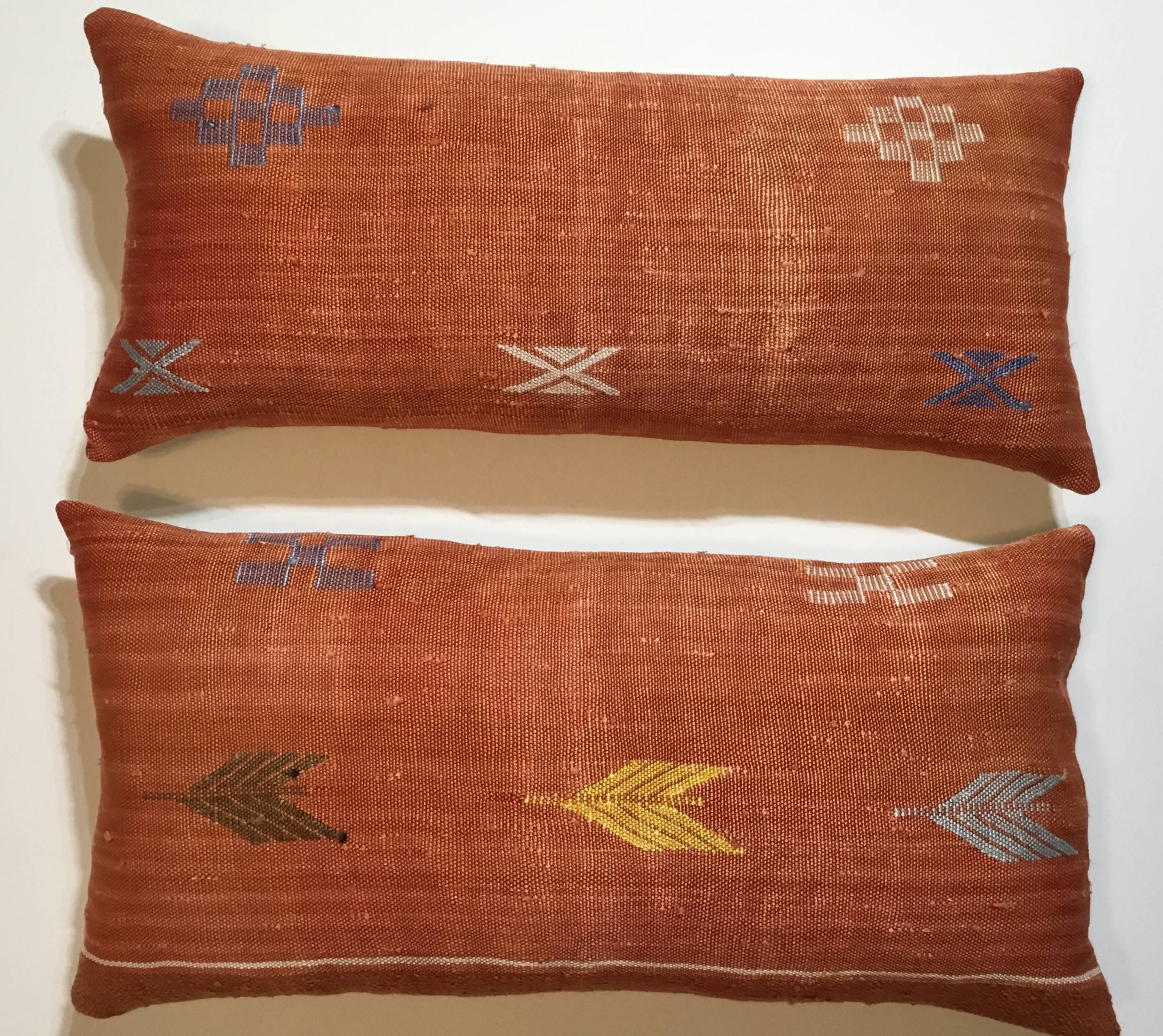 Pair of Moroccan Cactus Silk Pillows 1