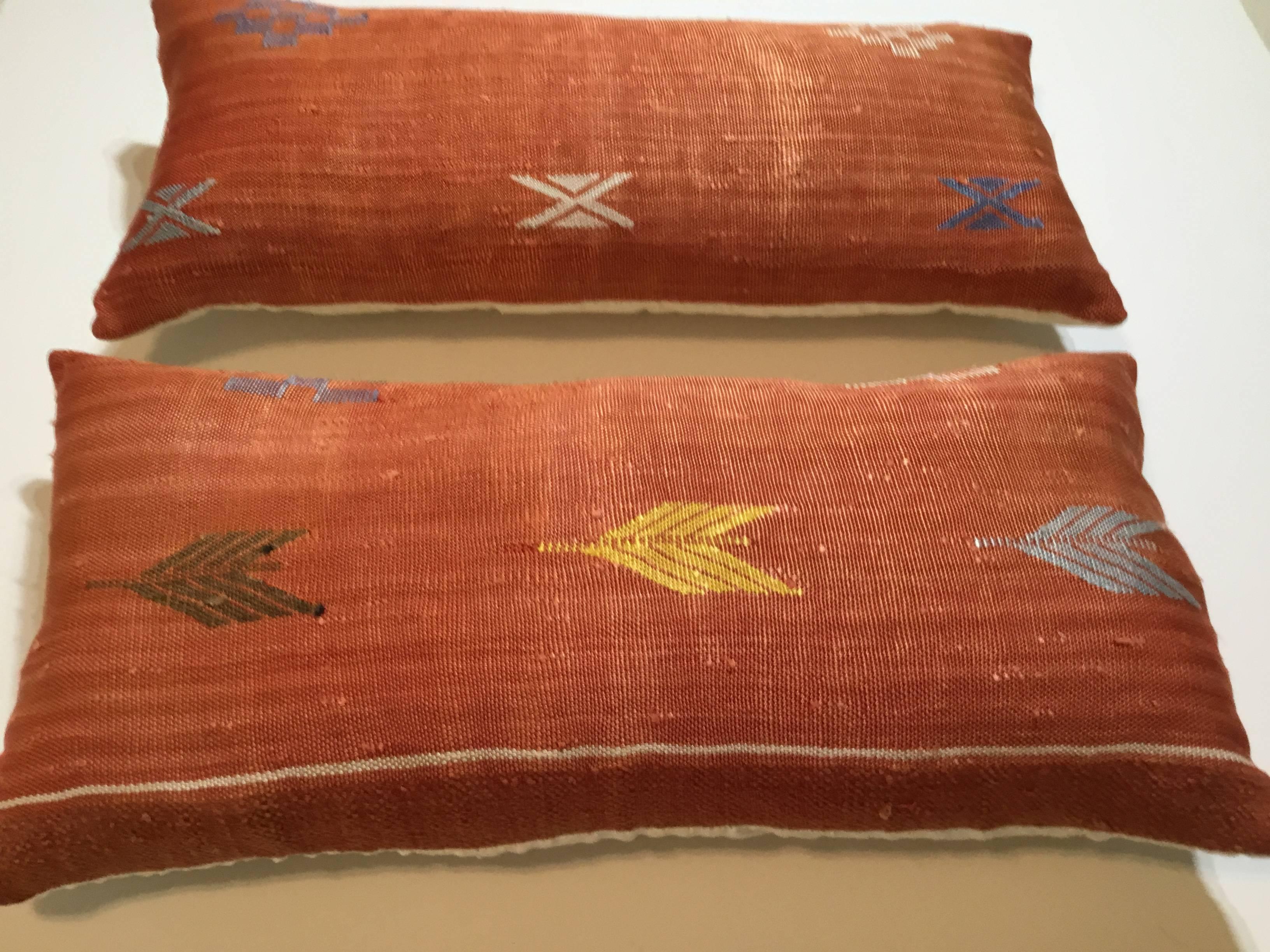 Pair of Moroccan Cactus Silk Pillows 2