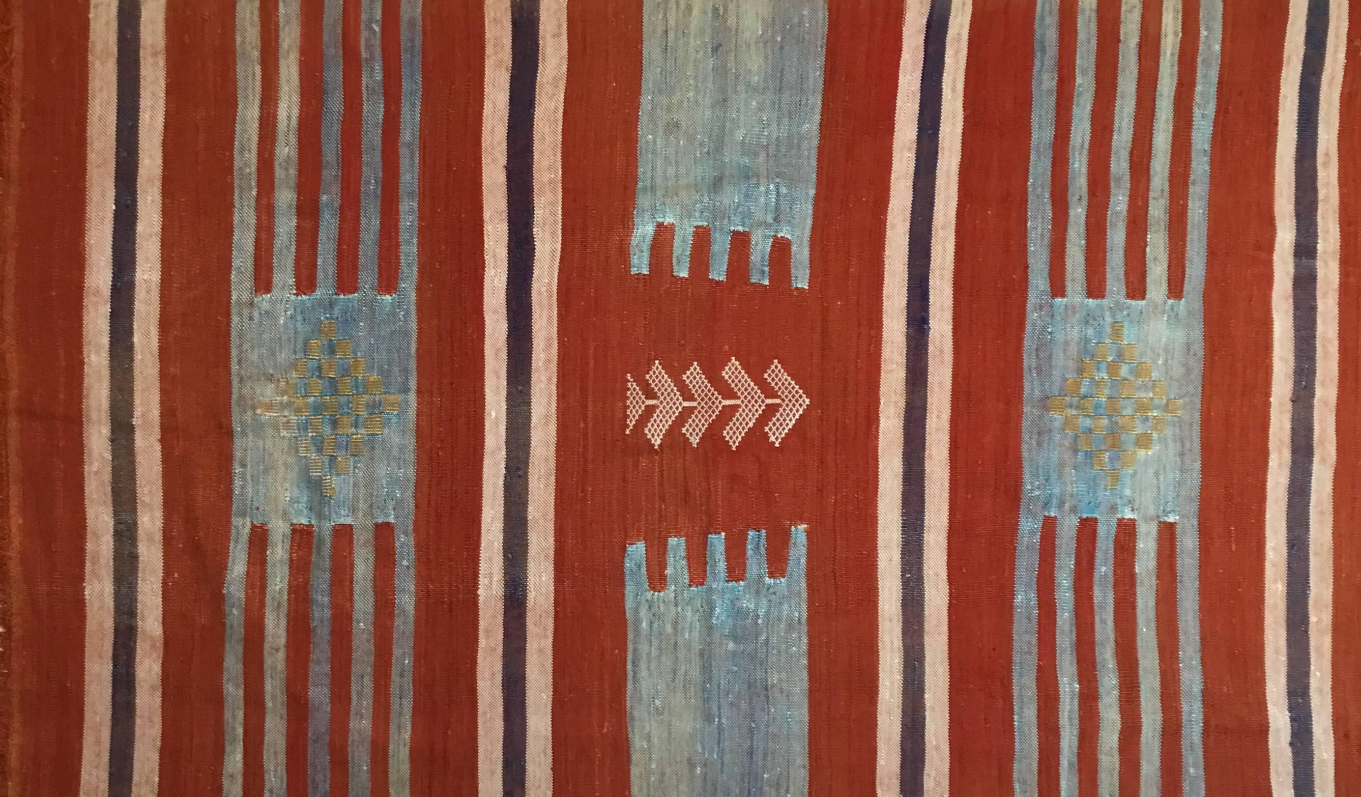 20th Century Moroccan Cactus Silk Flat-Weave Kelim Rug