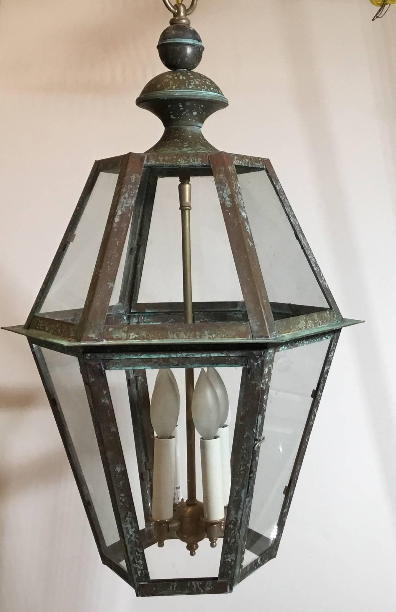 20th Century Six Sides Hanging Copper Lantern