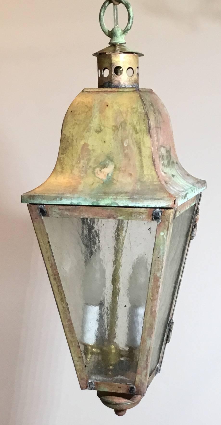 American Small Vintage Hanging Brass Lantern