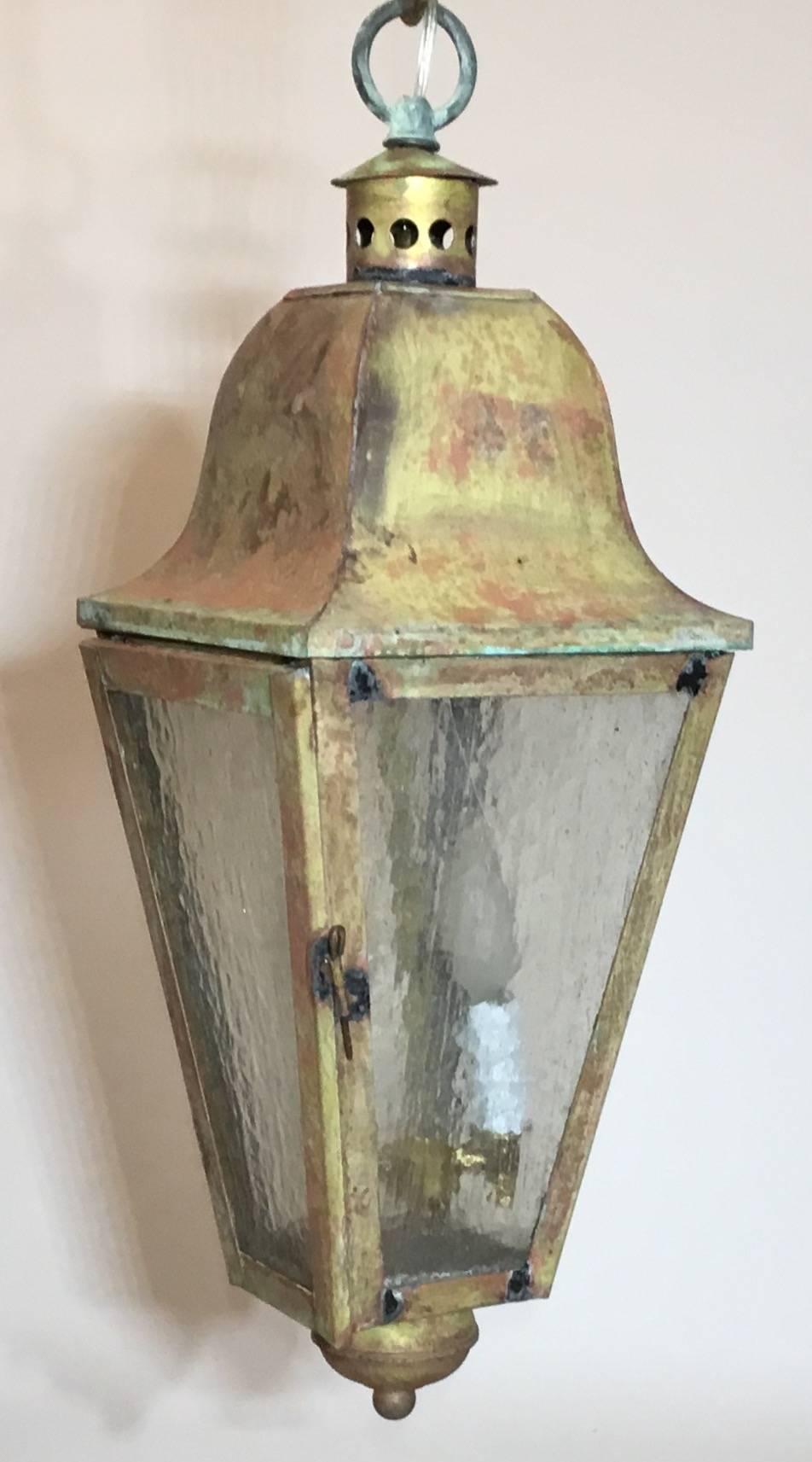 Small Vintage Hanging Brass Lantern 1