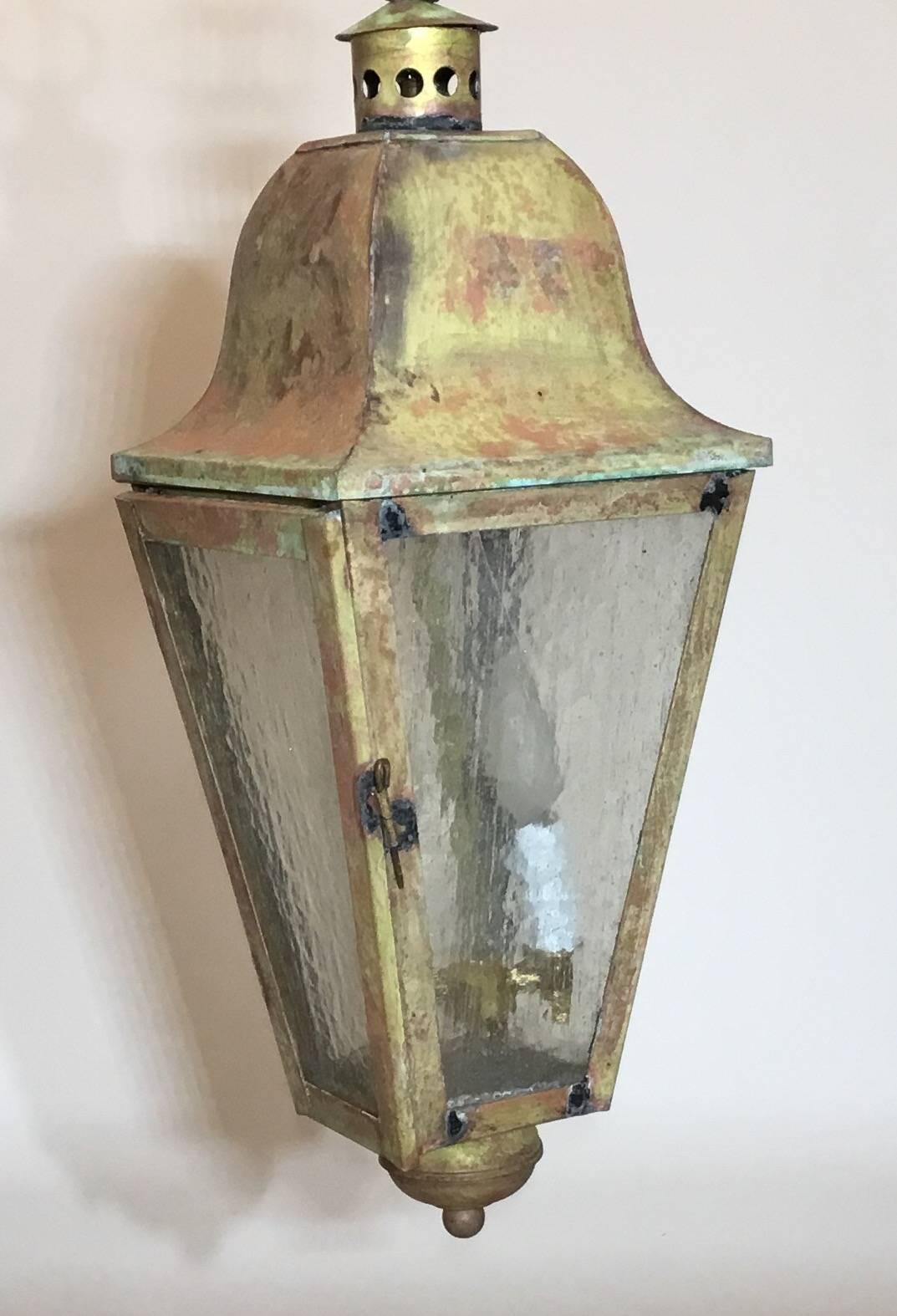 Small Vintage Hanging Brass Lantern 2