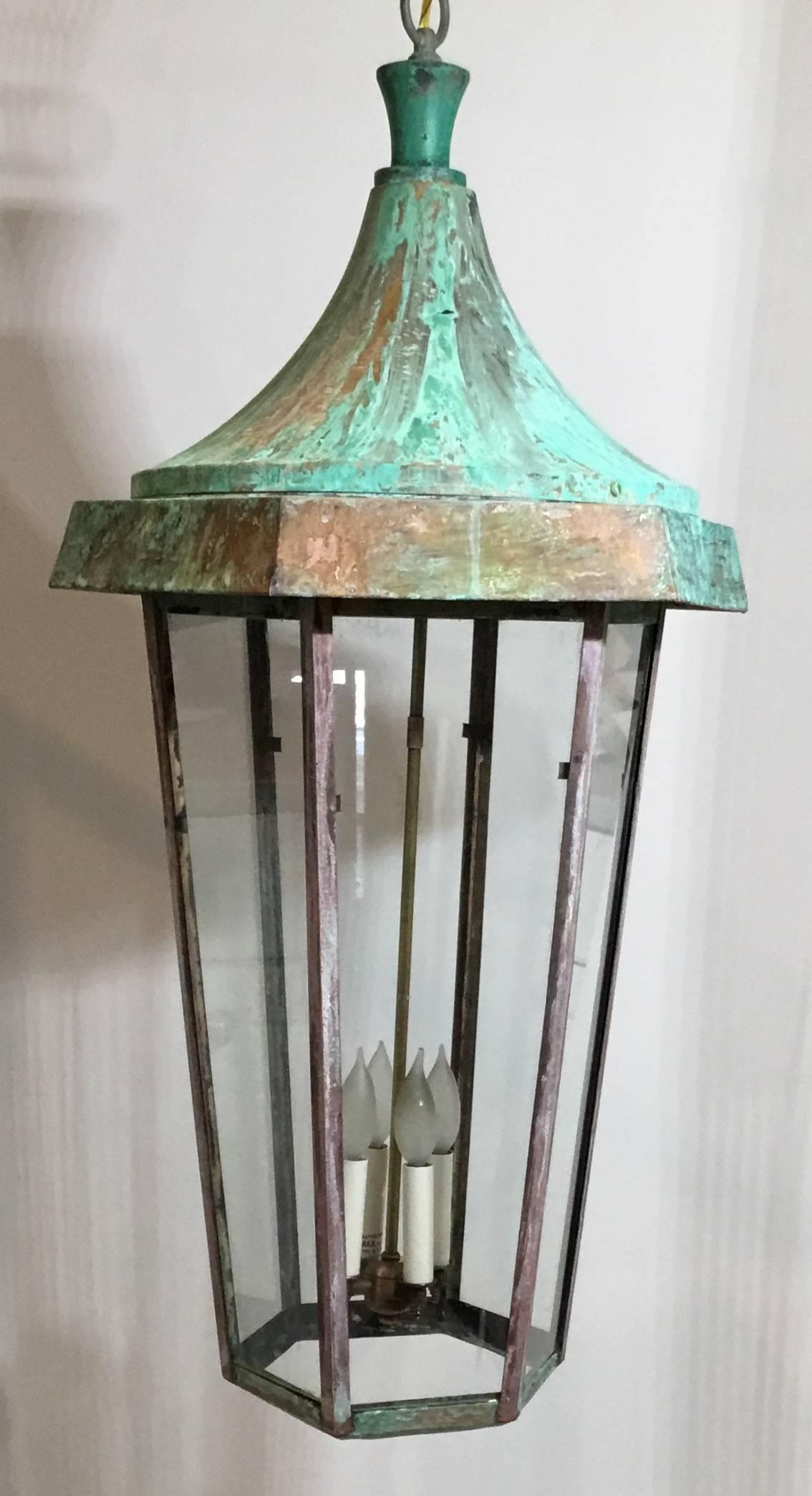 American One of a Kind Large Hanging Copper Lantern