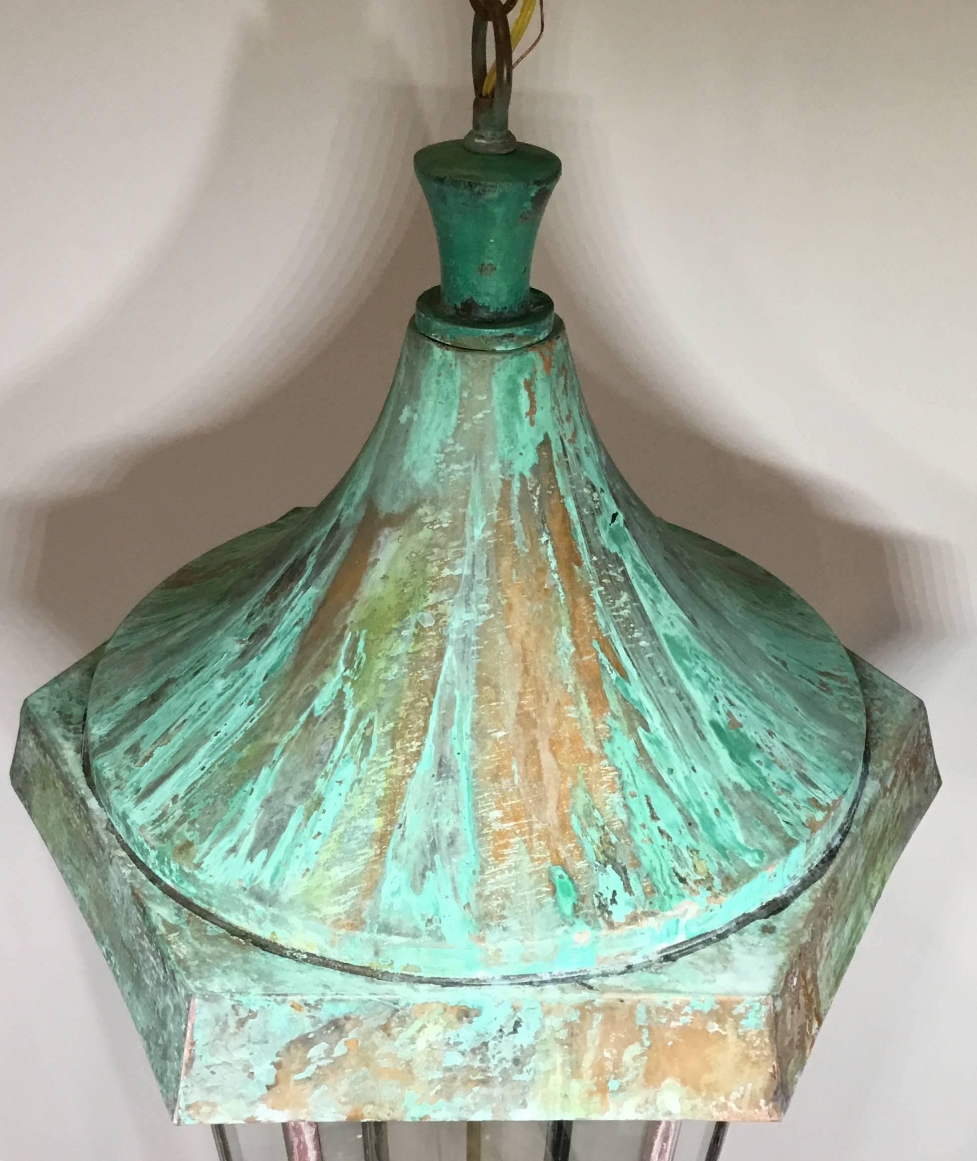 20th Century One of a Kind Large Hanging Copper Lantern