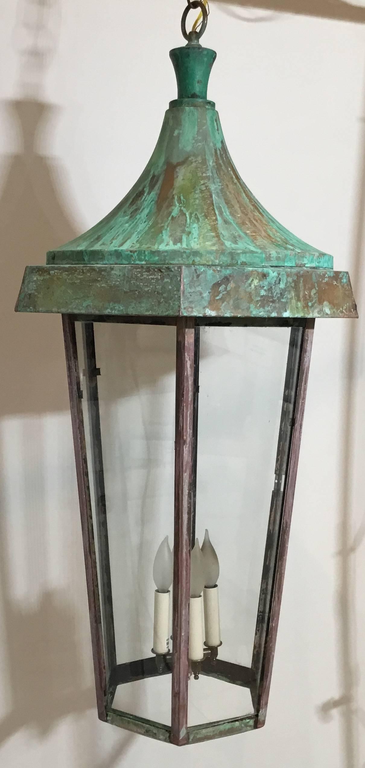 Brass One of a Kind Large Hanging Copper Lantern