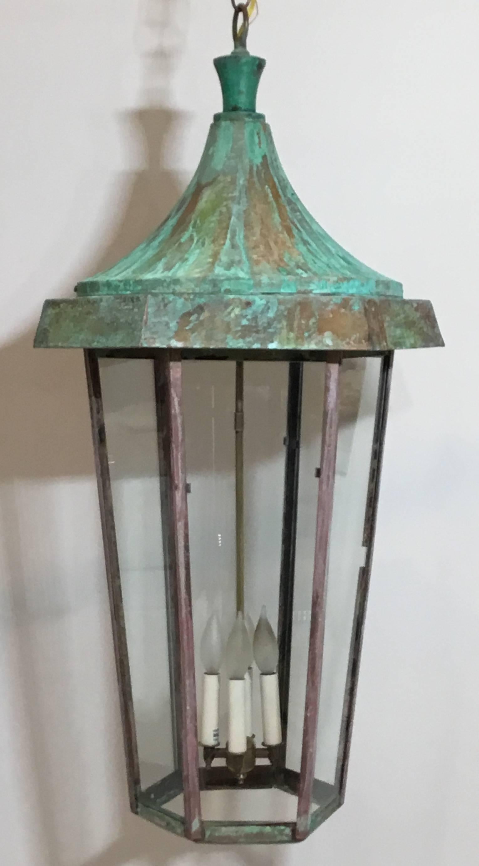 One of a Kind Large Hanging Copper Lantern 1