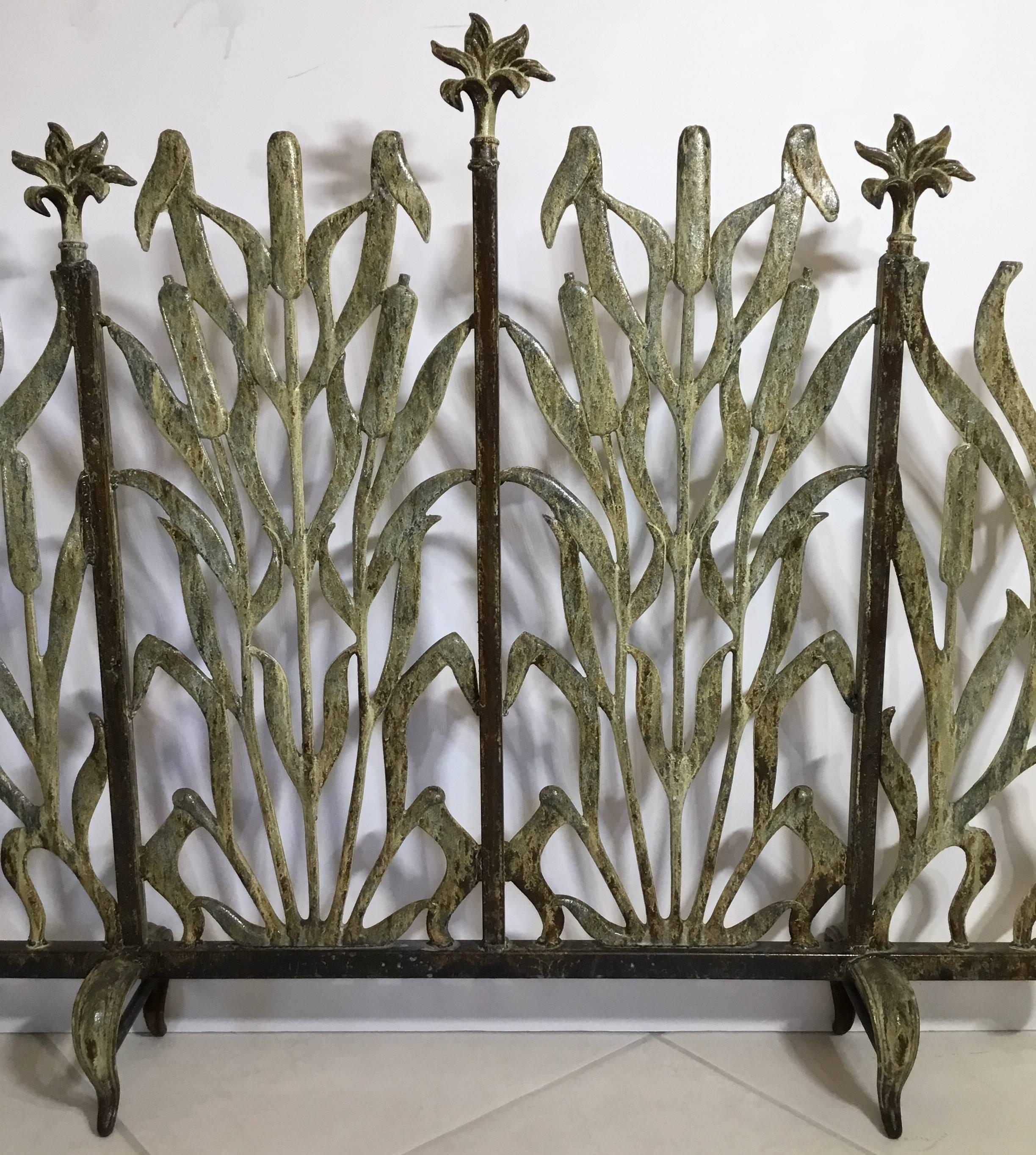Cat Tail Fireplace Screen In Excellent Condition In Delray Beach, FL