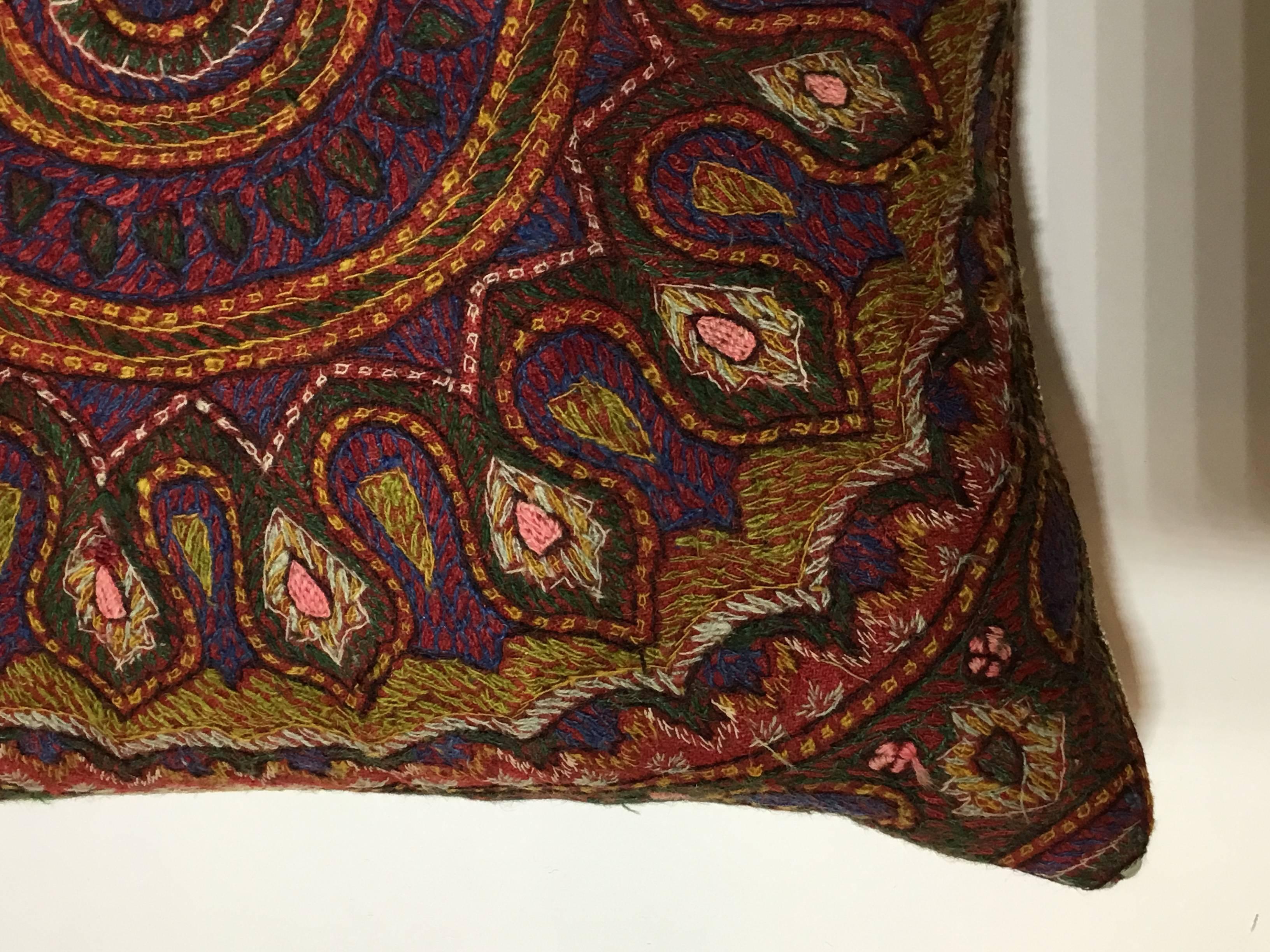 20th Century Hand Embroidery Persian Suzani Pillow