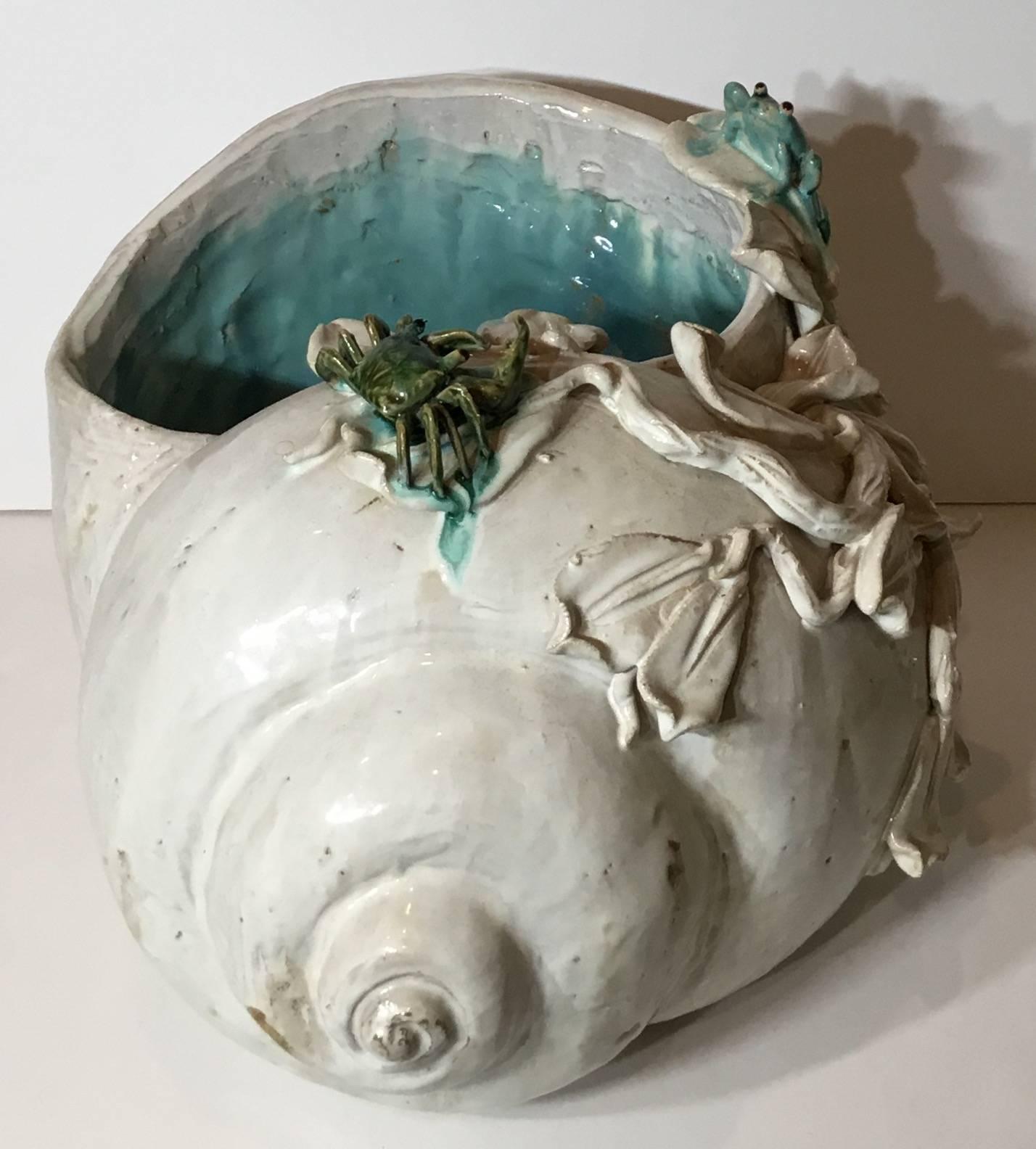 20th Century Decorative Ceramic Shell Planter