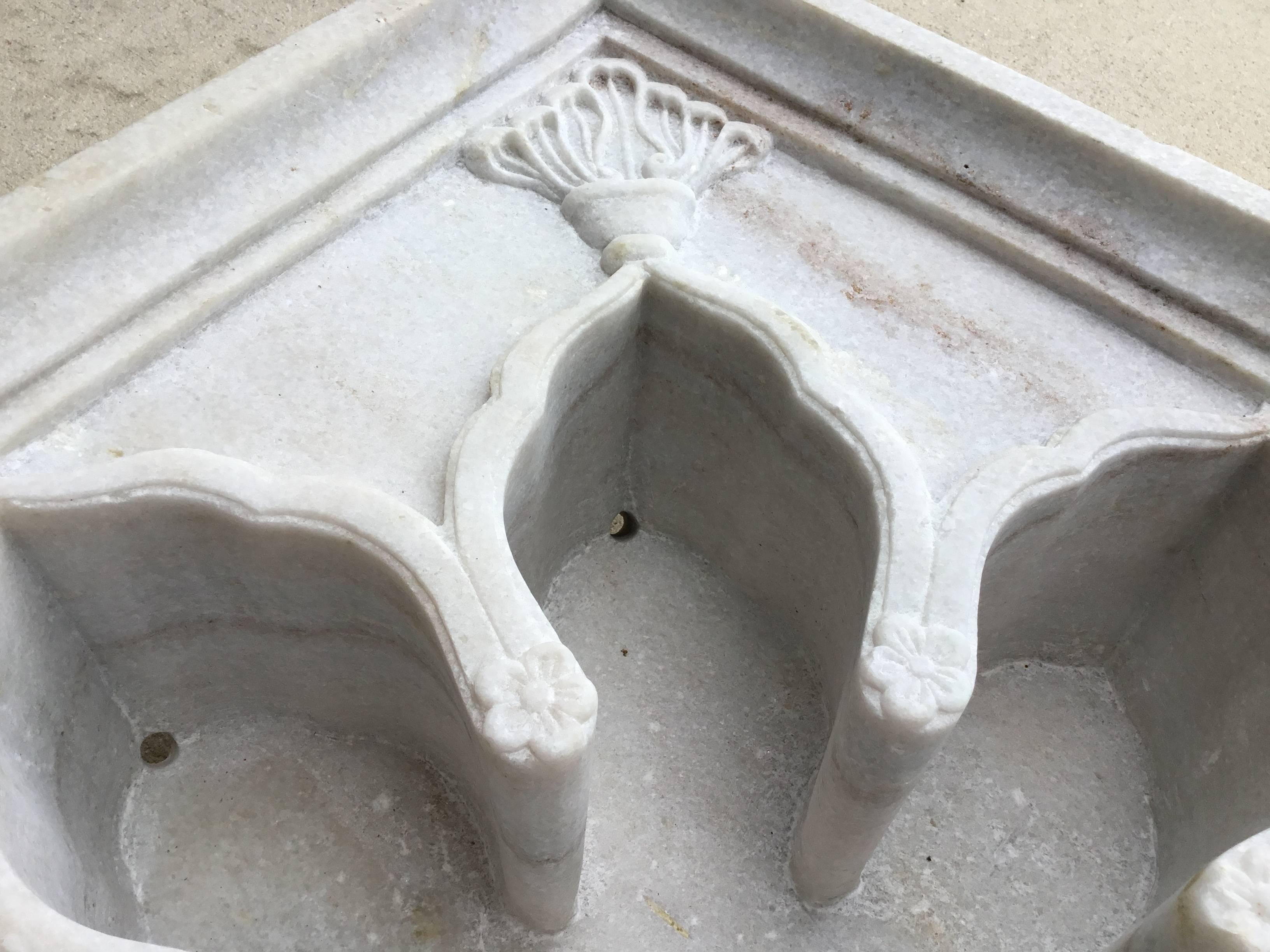 Vintage Carved Marble Fountain or Planter For Sale 1