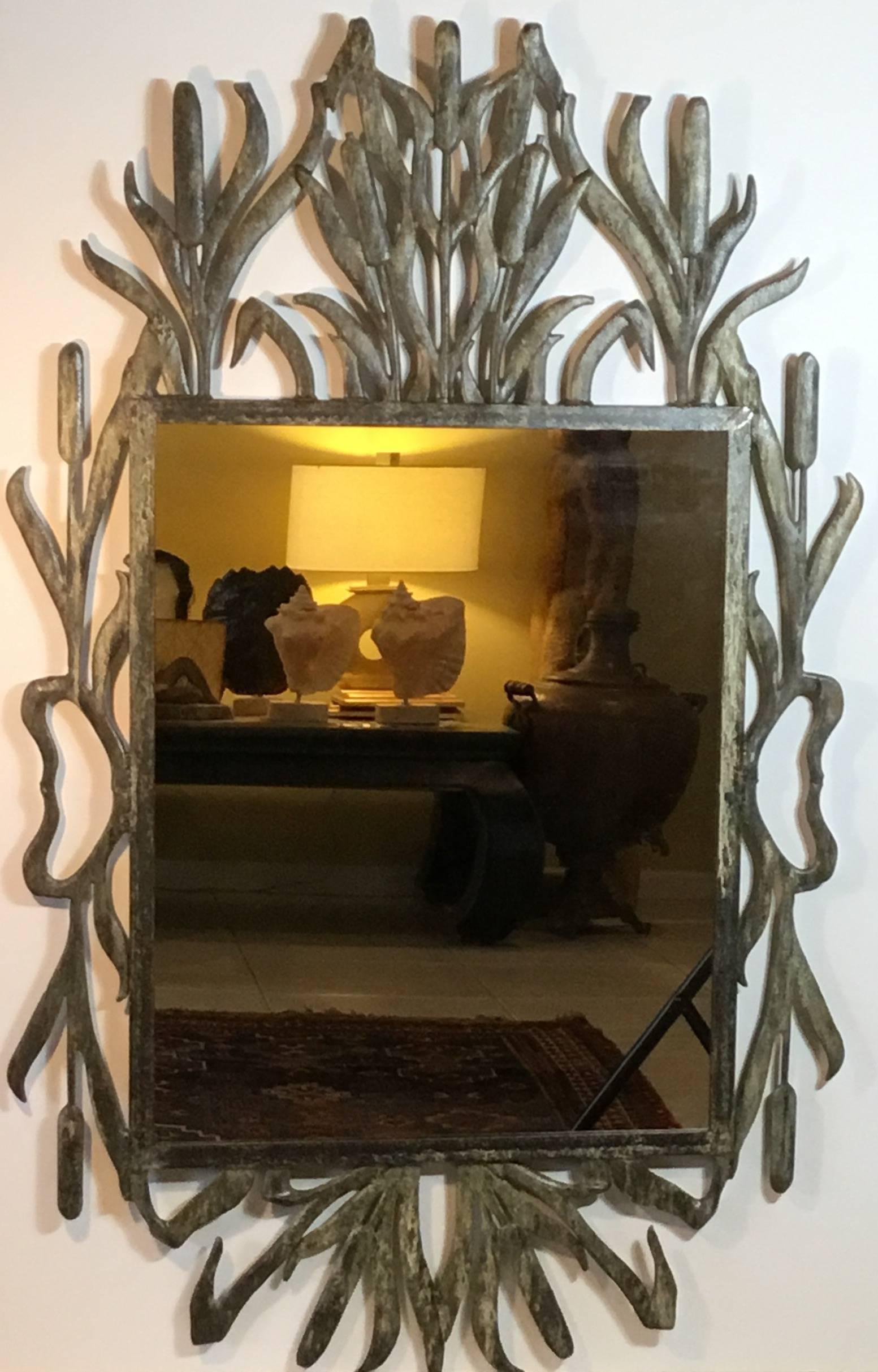 20th Century Cat Tail Iron Mirror