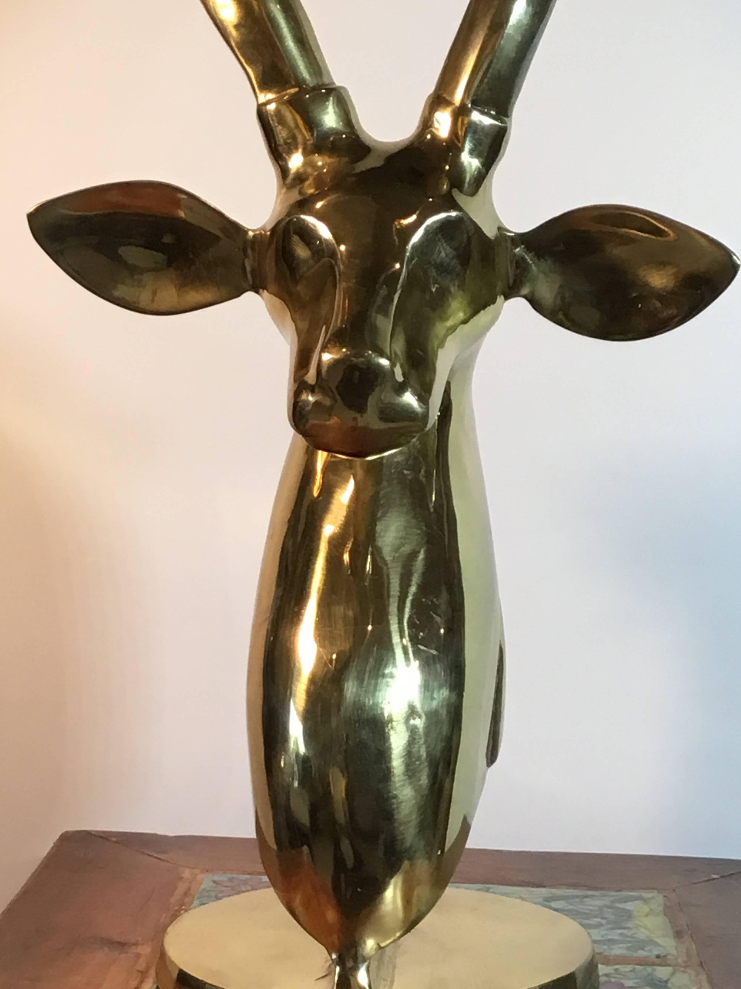 Brass Deer Head In Excellent Condition In Delray Beach, FL