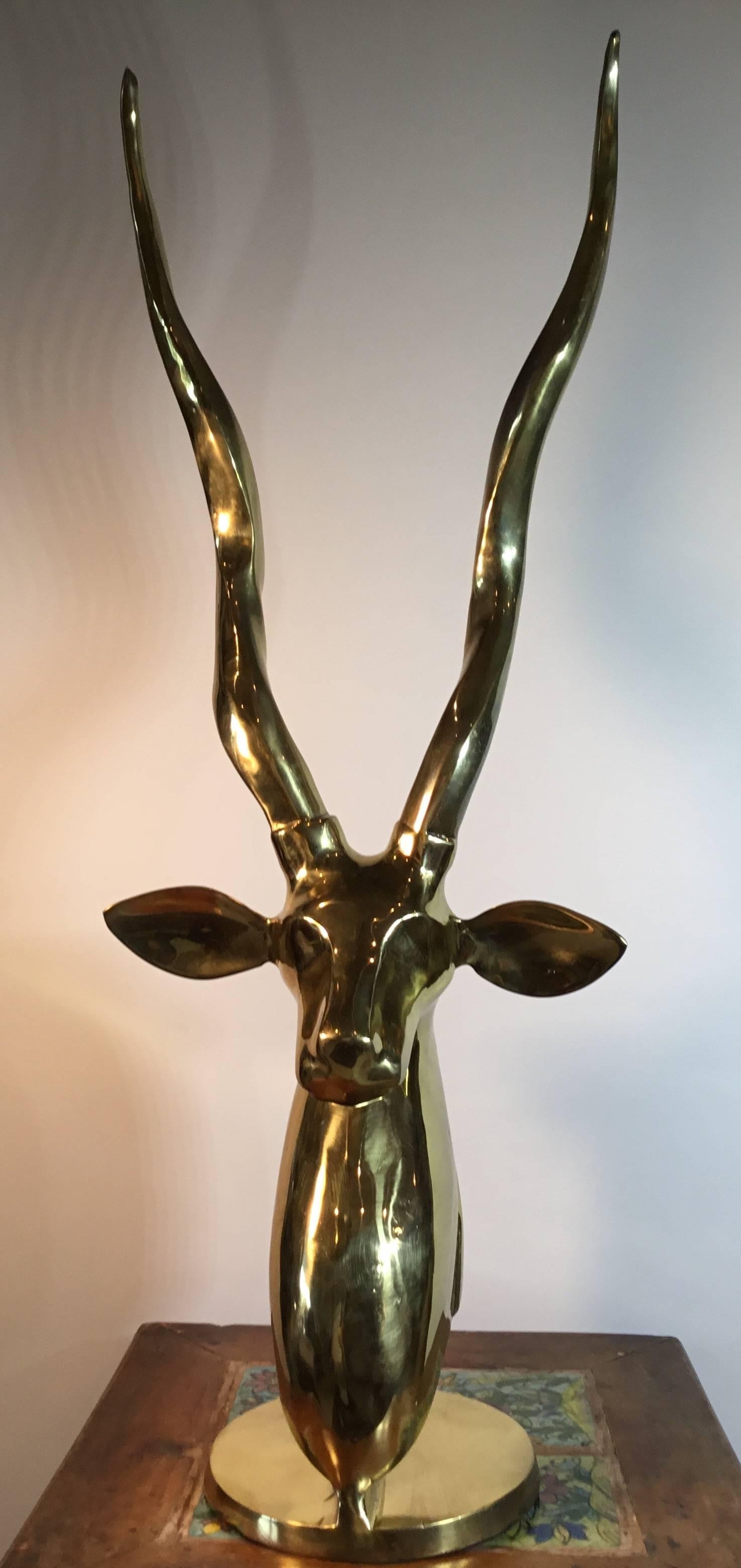 20th Century Brass Deer Head