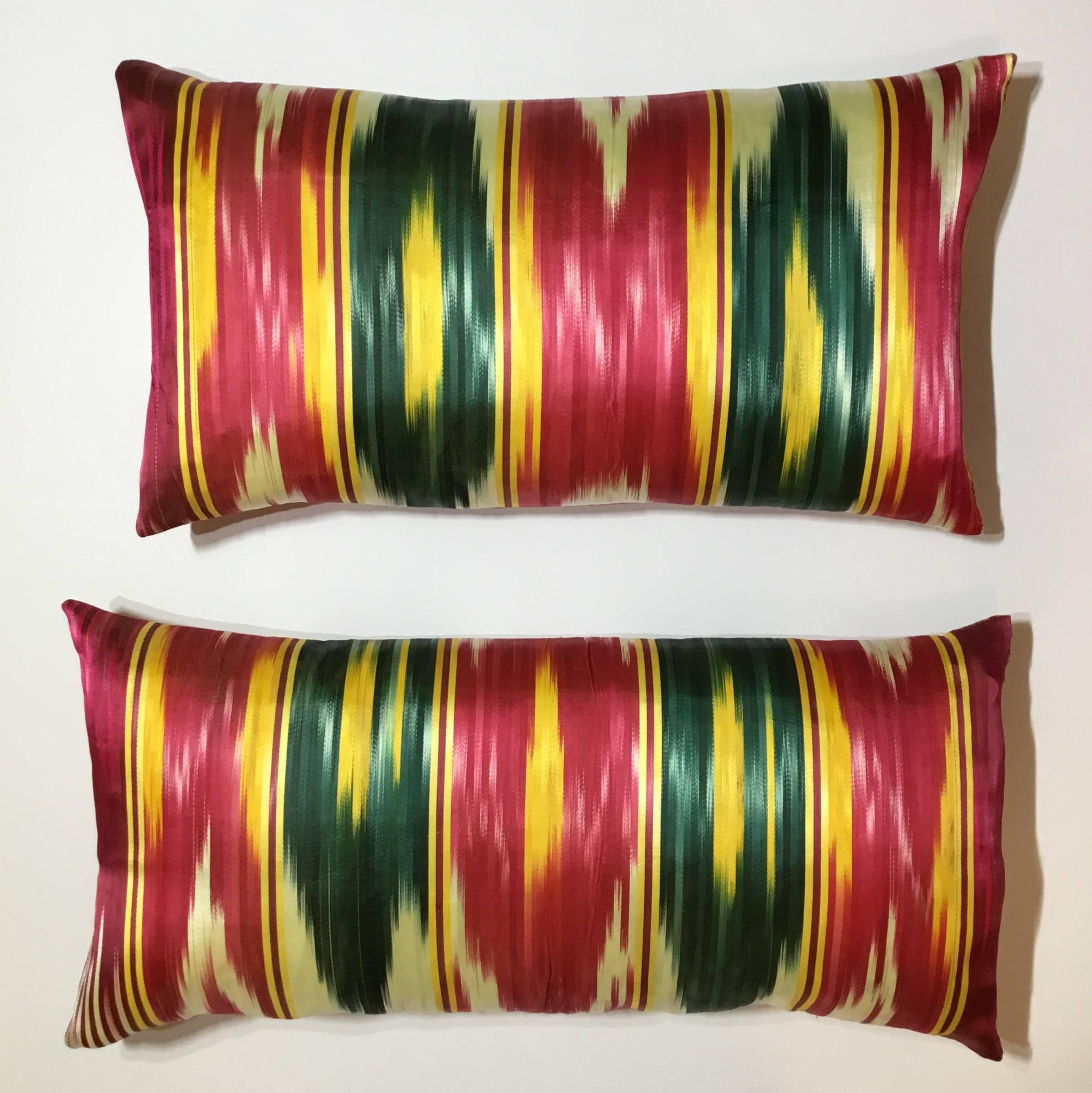 Pair of Vintage Silk Ikat Pillows 3