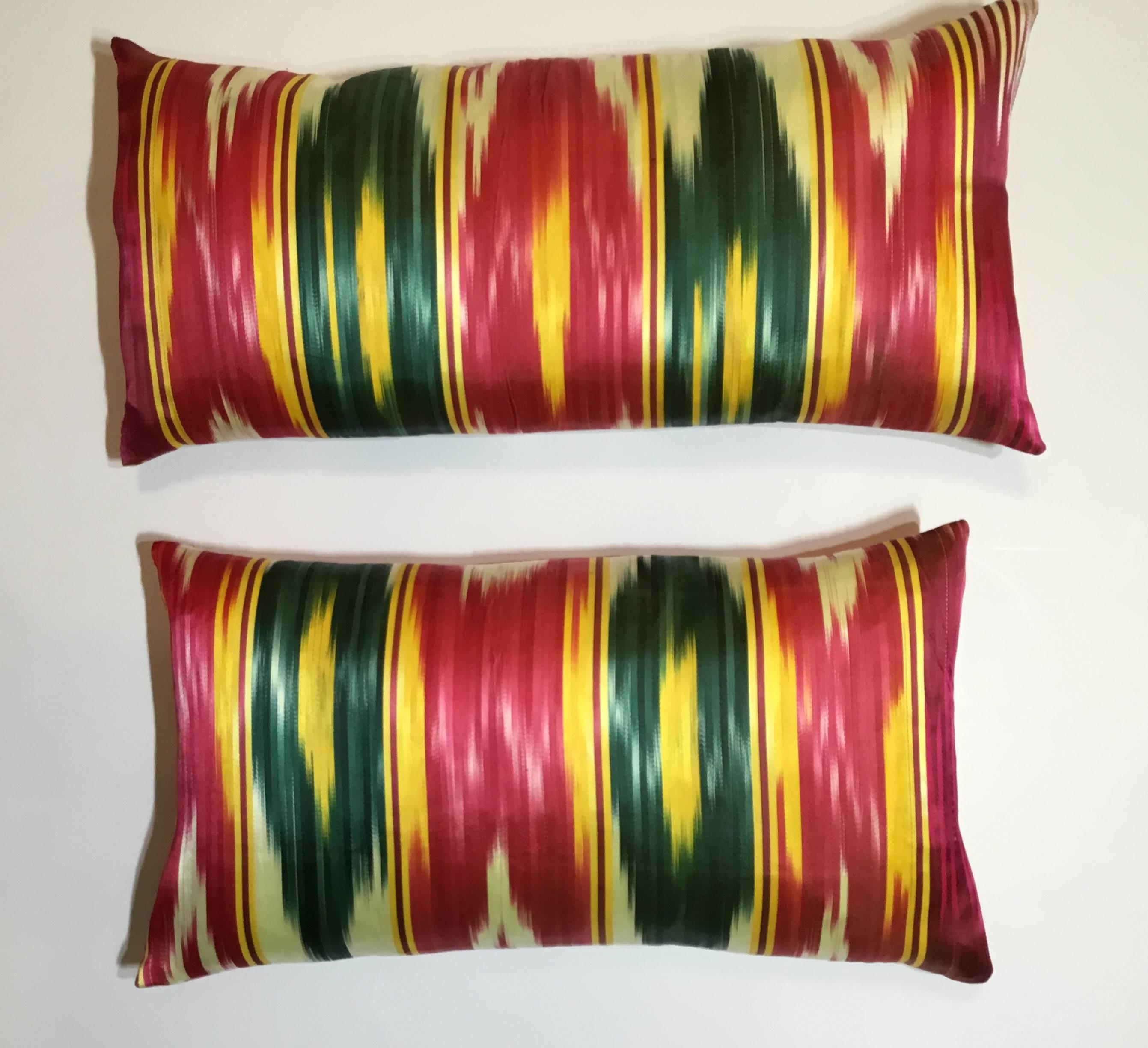 Pair of Vintage Silk Ikat Pillows 4