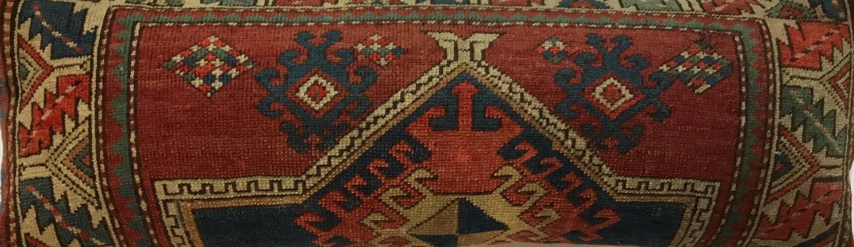 Azerbaijani Handwoven Antique Rug Fragment Pillows