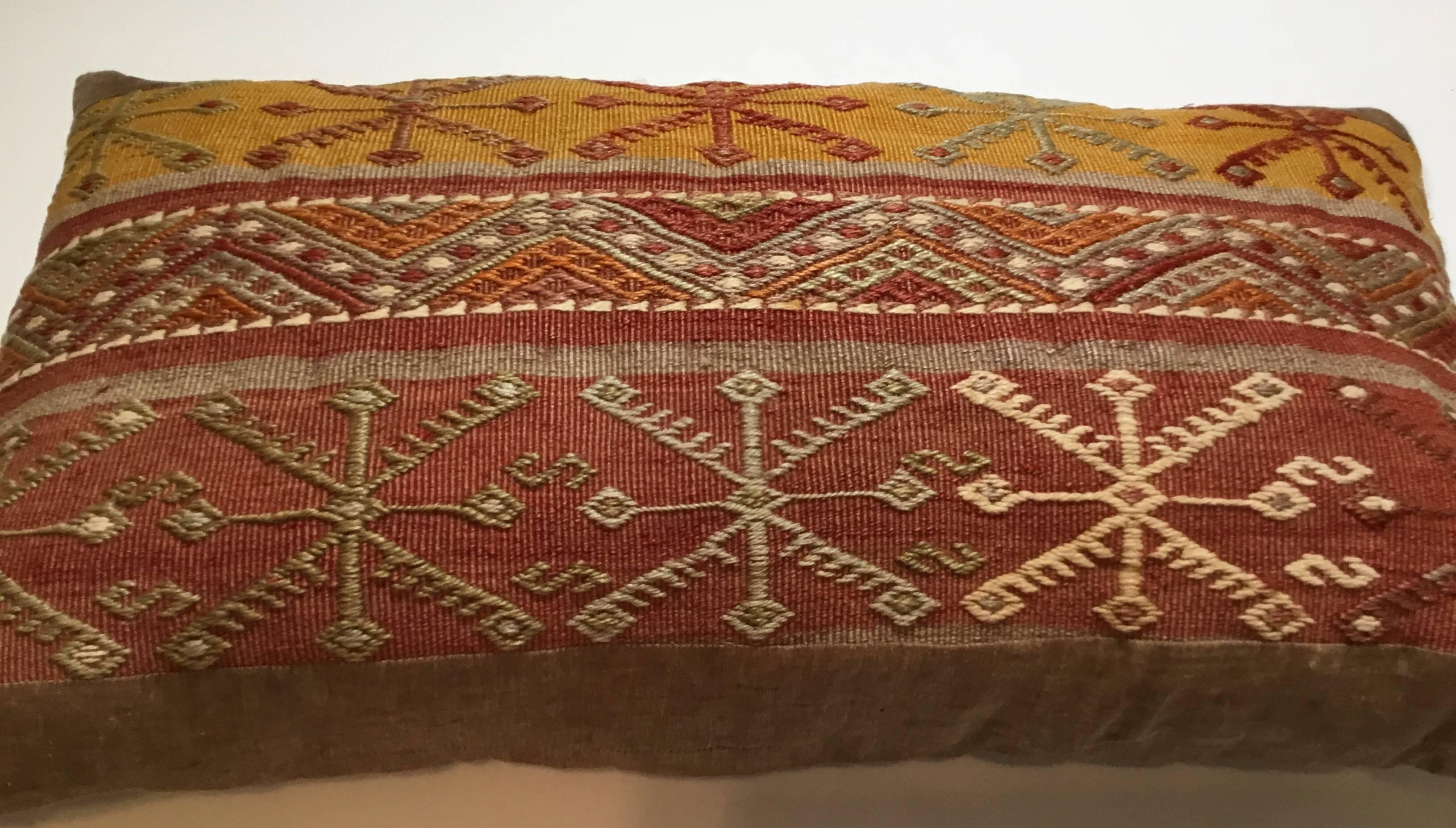 Turkestan Flat-Weave Kilim Rug Fregment Pillow