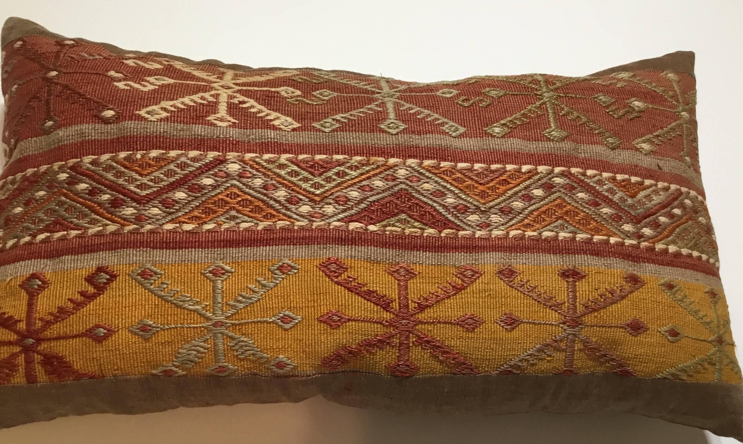 Flat-Weave Kilim Rug Fregment Pillow In Good Condition In Delray Beach, FL