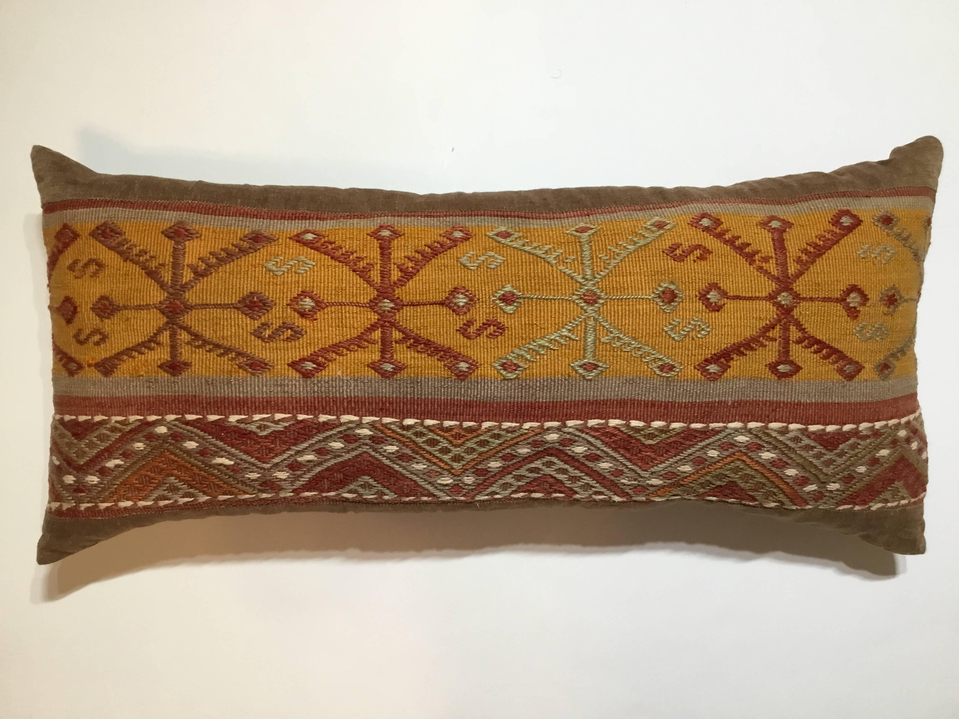 Turkestan Flat-Weave Rug Fragment Pillow