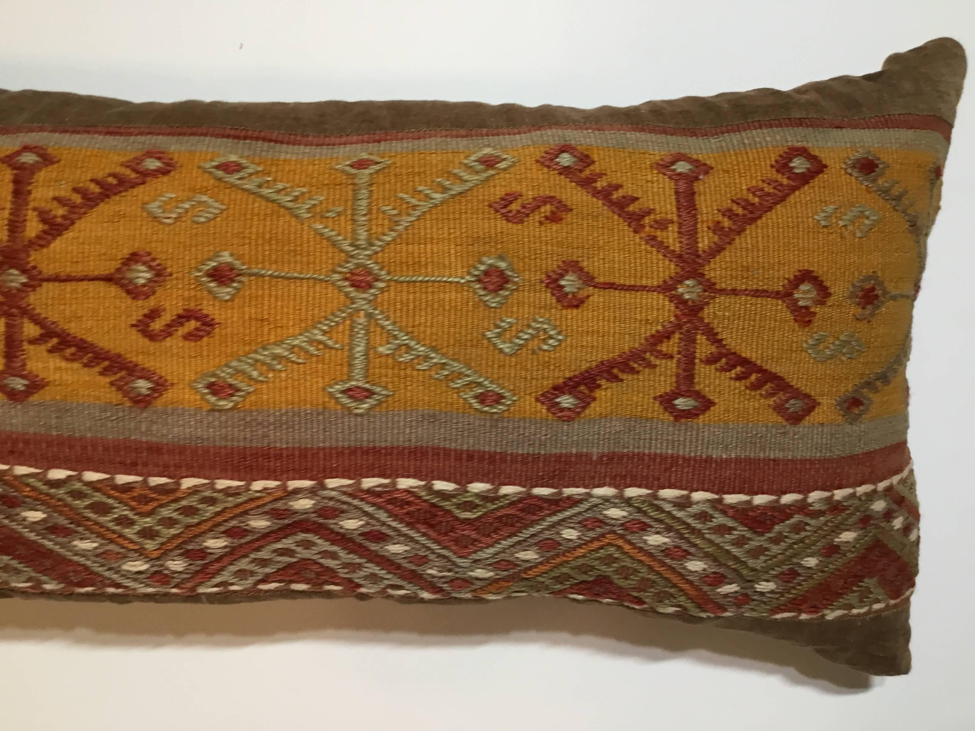 Flat-Weave Rug Fragment Pillow In Good Condition In Delray Beach, FL