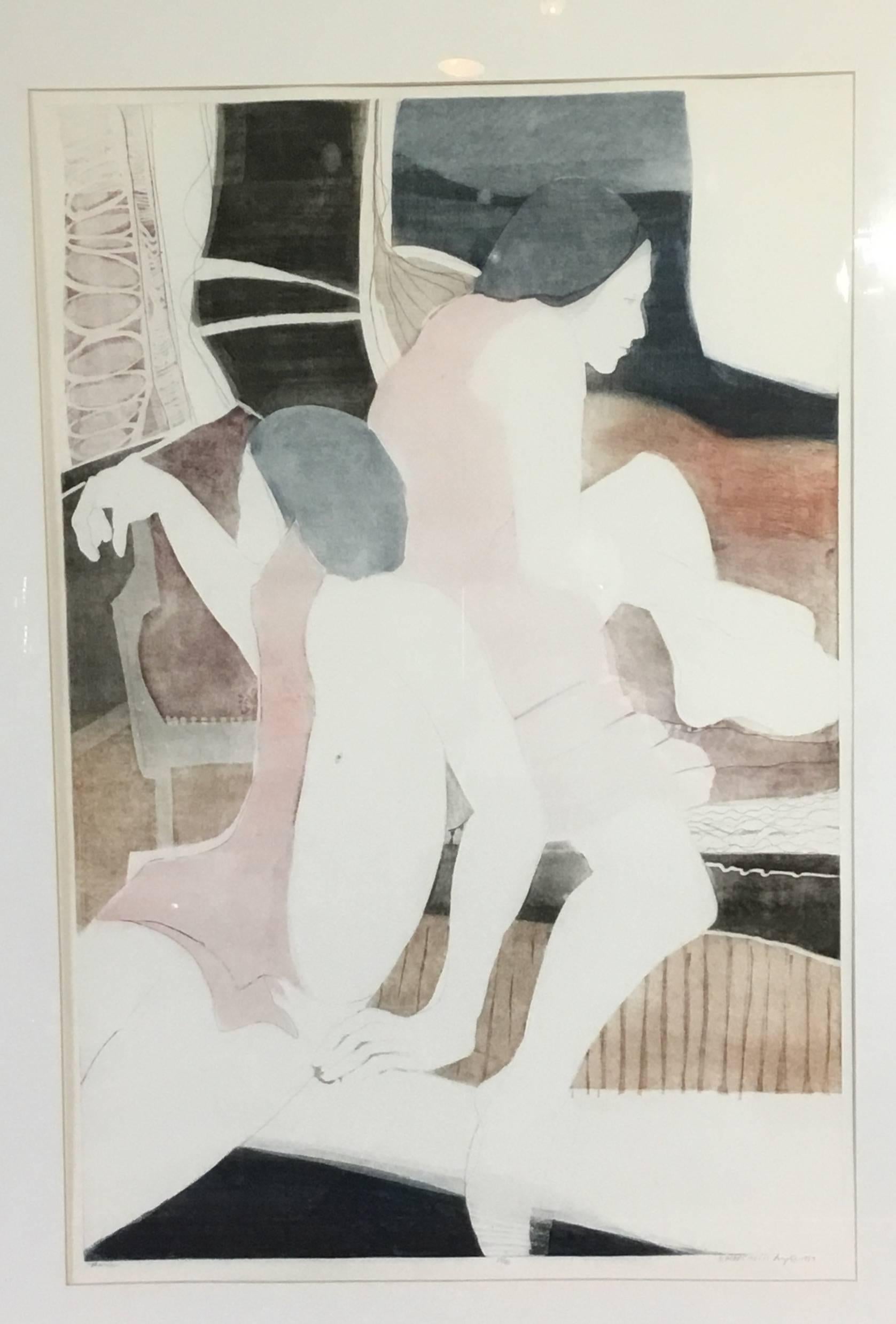 Elegant 20th century lithograph-aquatint signed and dated lower right, numbered
10/40 lower middle and titled lower left in pencil.
Actual size without the frame 35