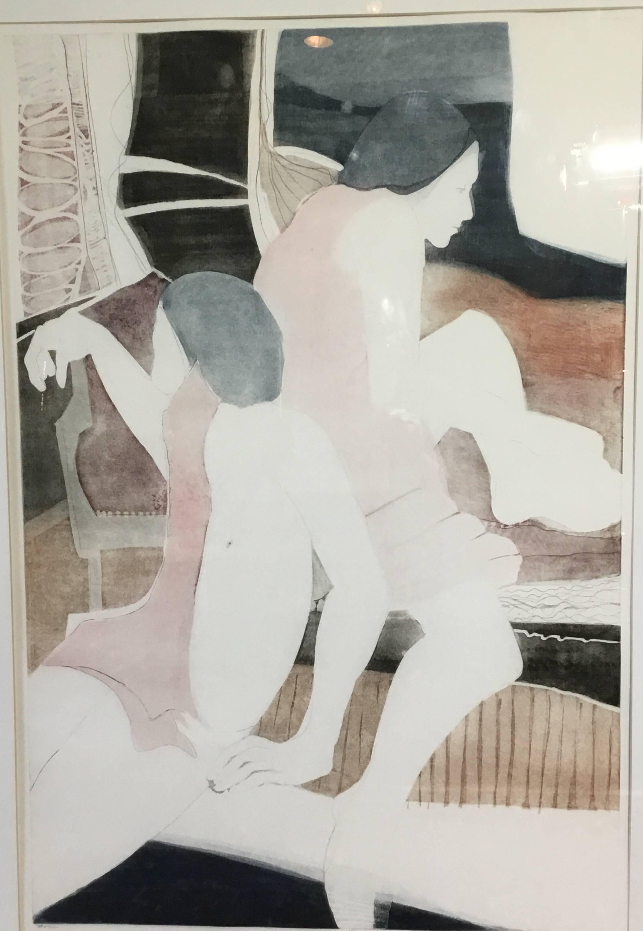 Unknown S. Marchtti Aquatint Lithograph Of Women  For Sale