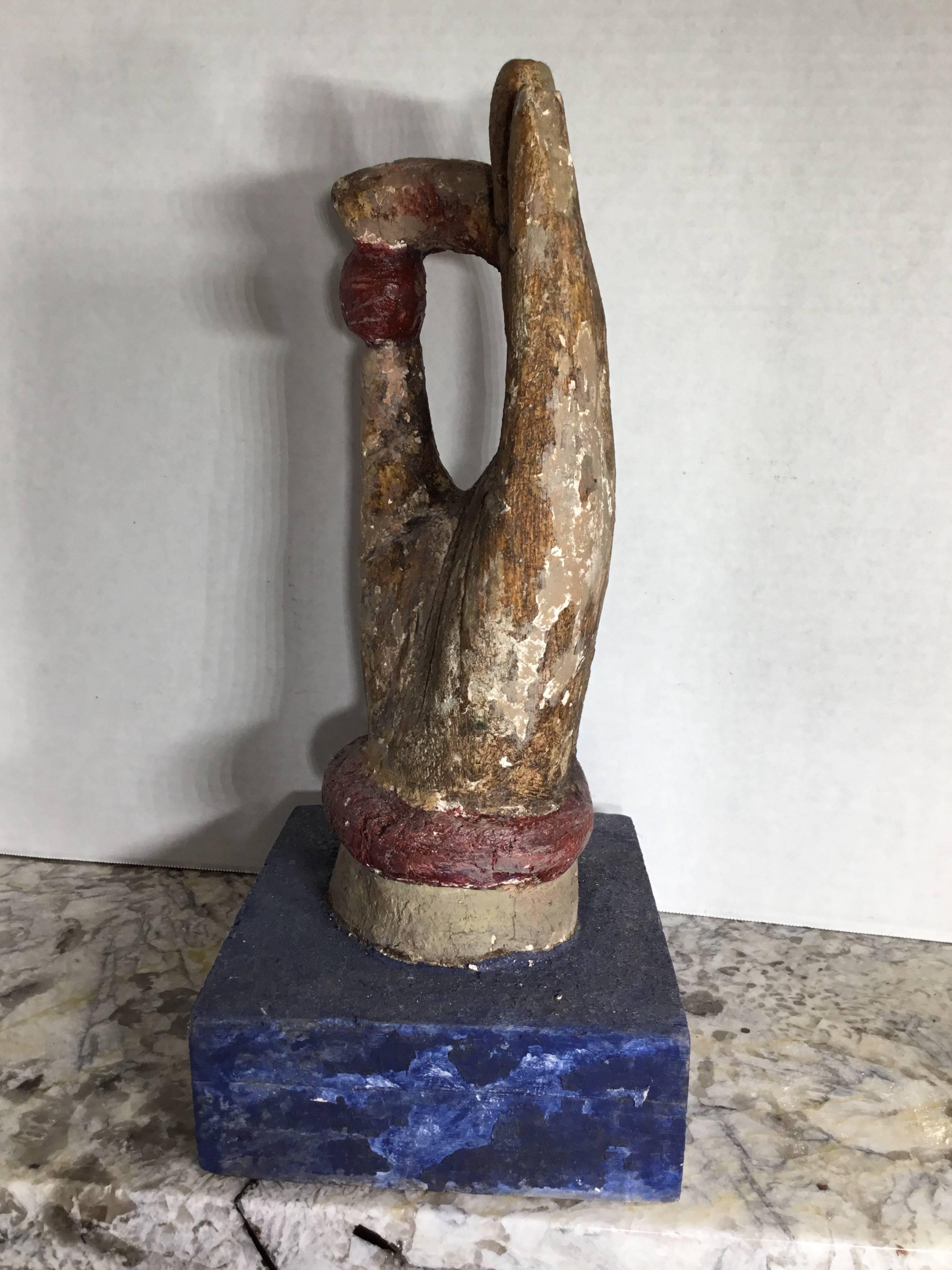 Chinese Wood Carving of Buddha Hand In Good Condition In Delray Beach, FL