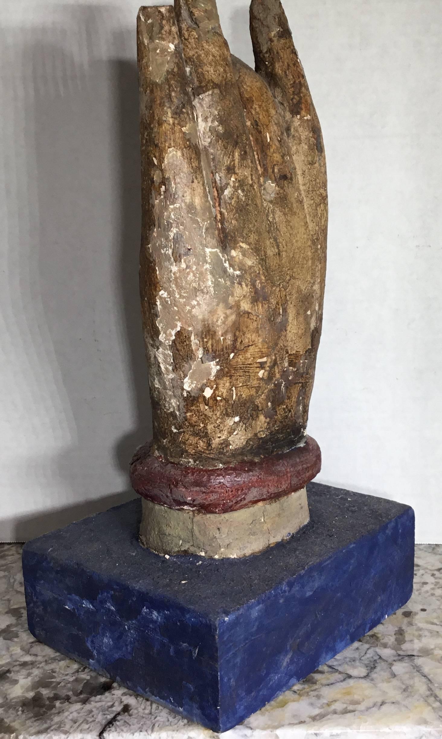 20th Century Chinese Wood Carving of Buddha Hand