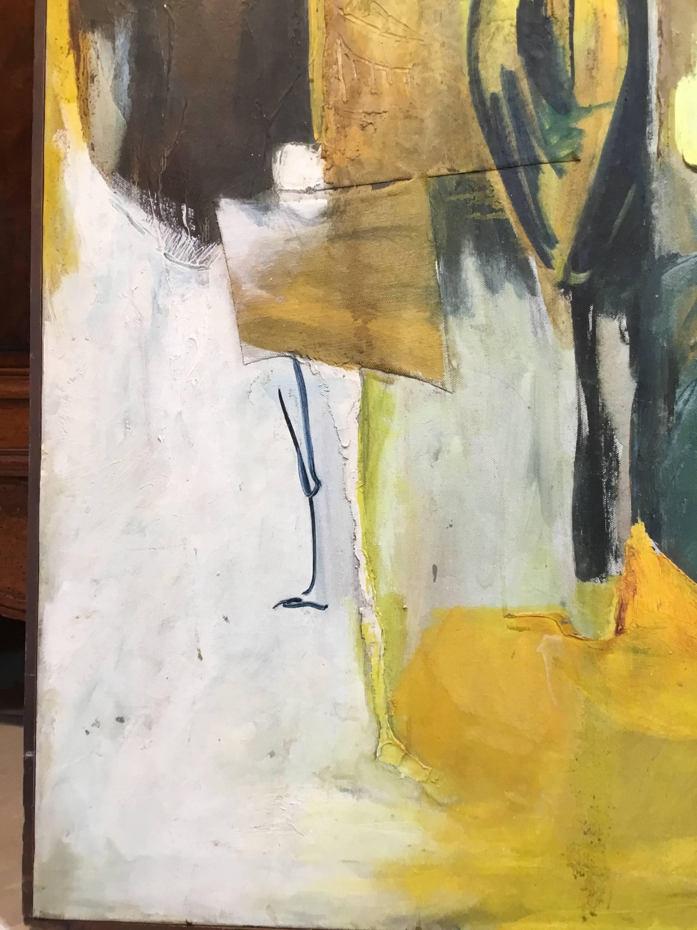 Large Mix Media Painting by H. Howard In Good Condition In Delray Beach, FL