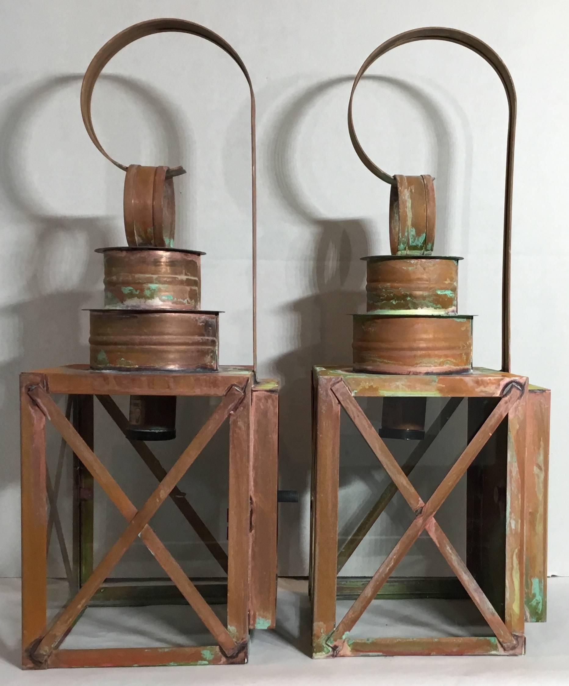 Pair of Funky Copper Wall Lantern 1