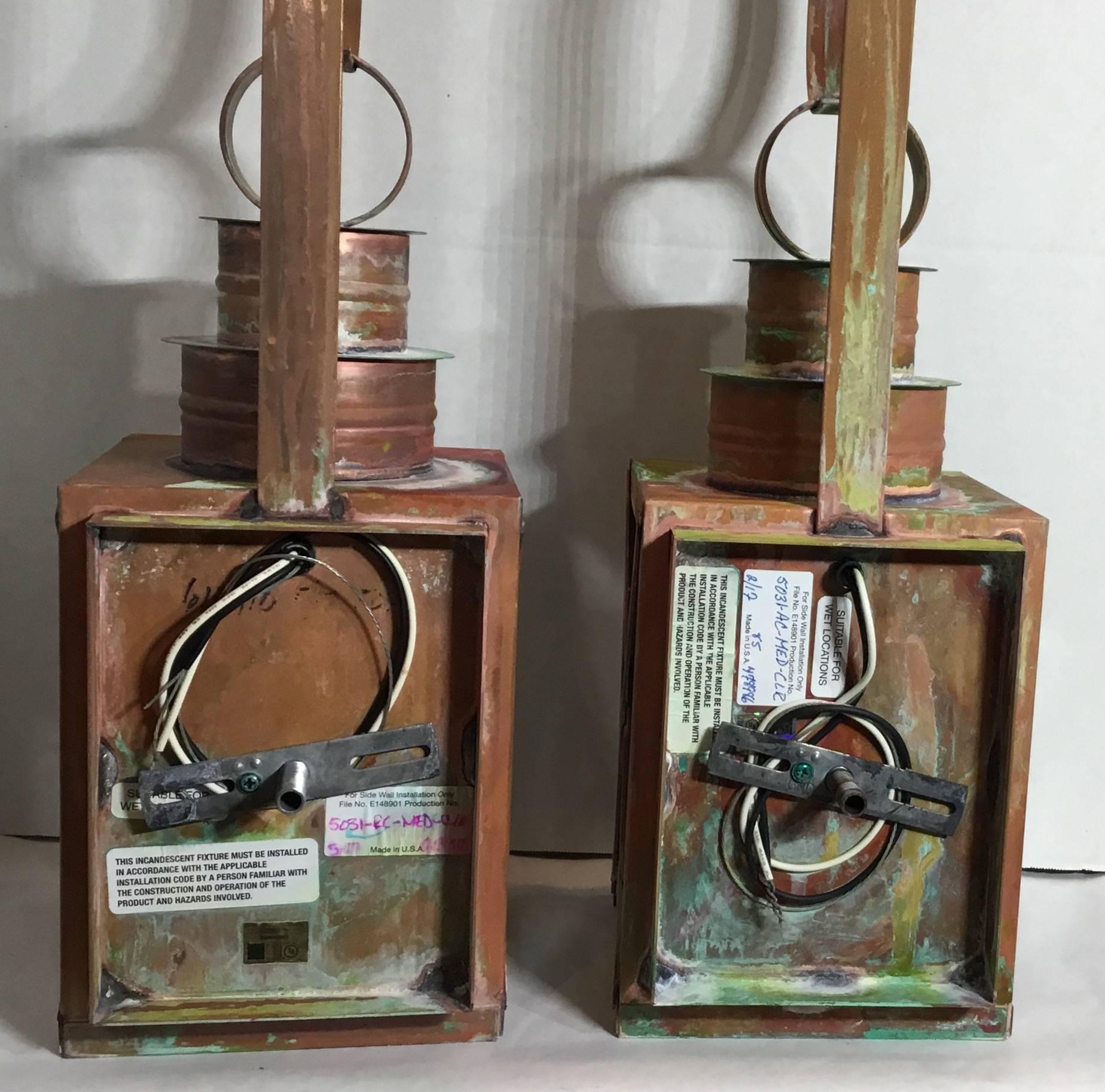 Pair of Funky Copper Wall Lantern 2