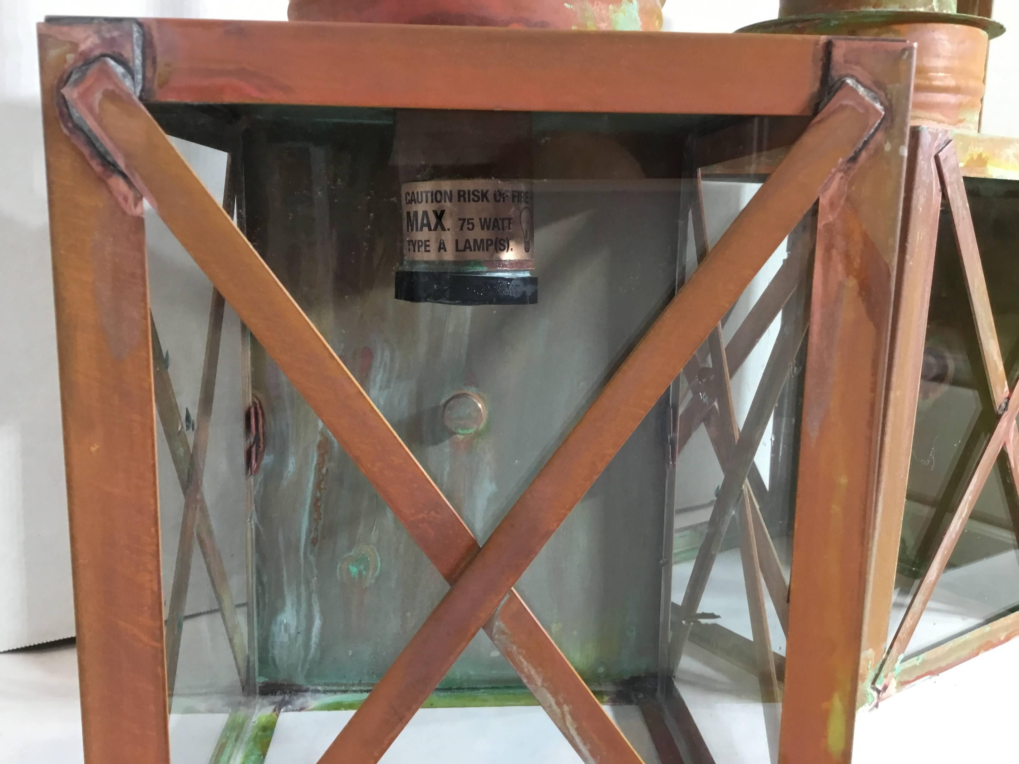 Pair of Funky Copper Wall Lantern 3
