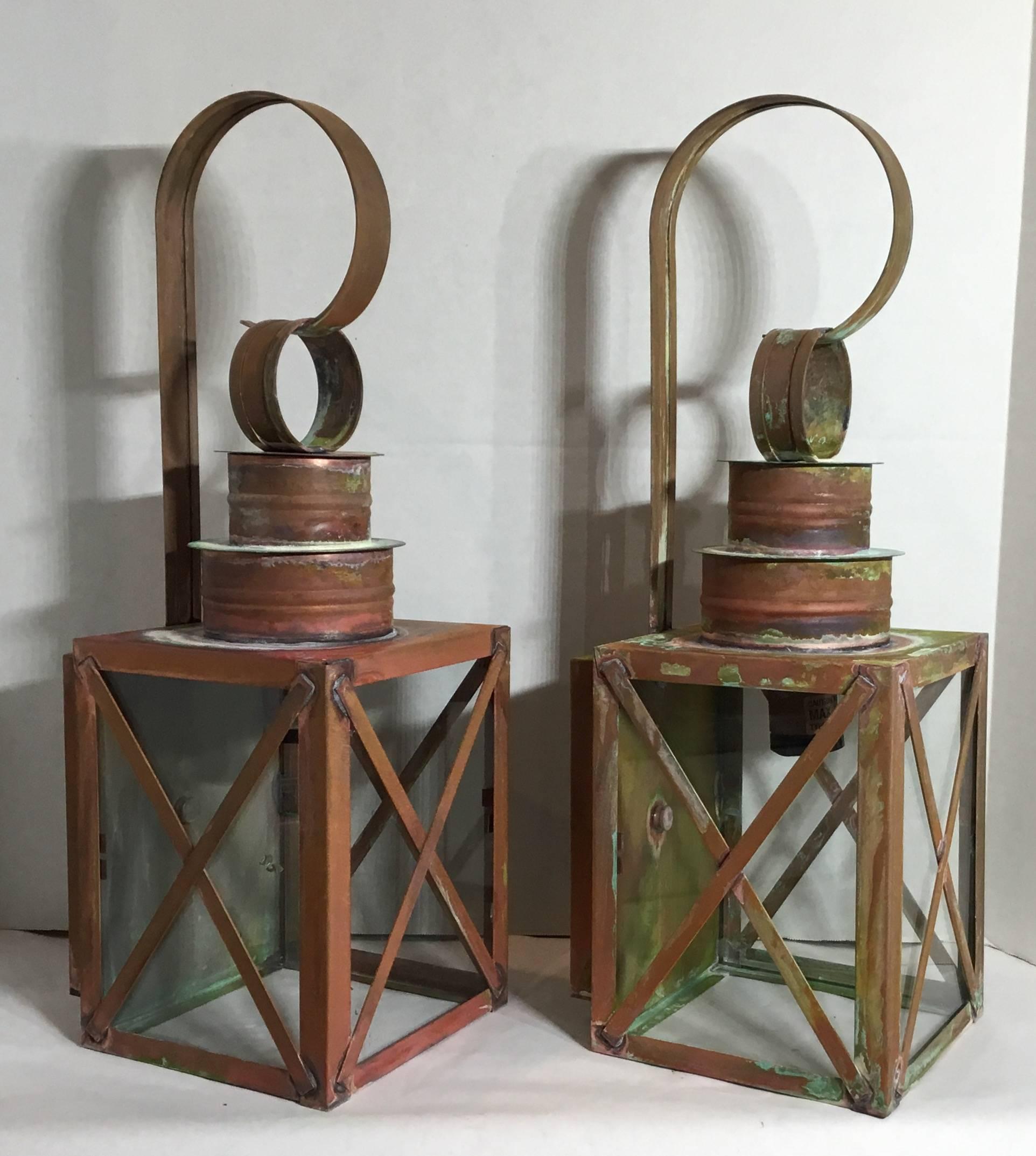Pair of Funky Copper Wall Lantern 5