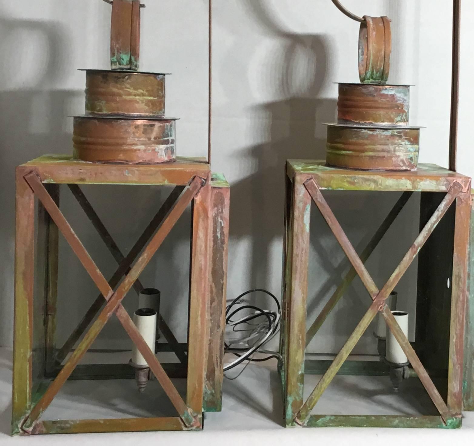 Pair of Architectural Copper Wall Lantern 2
