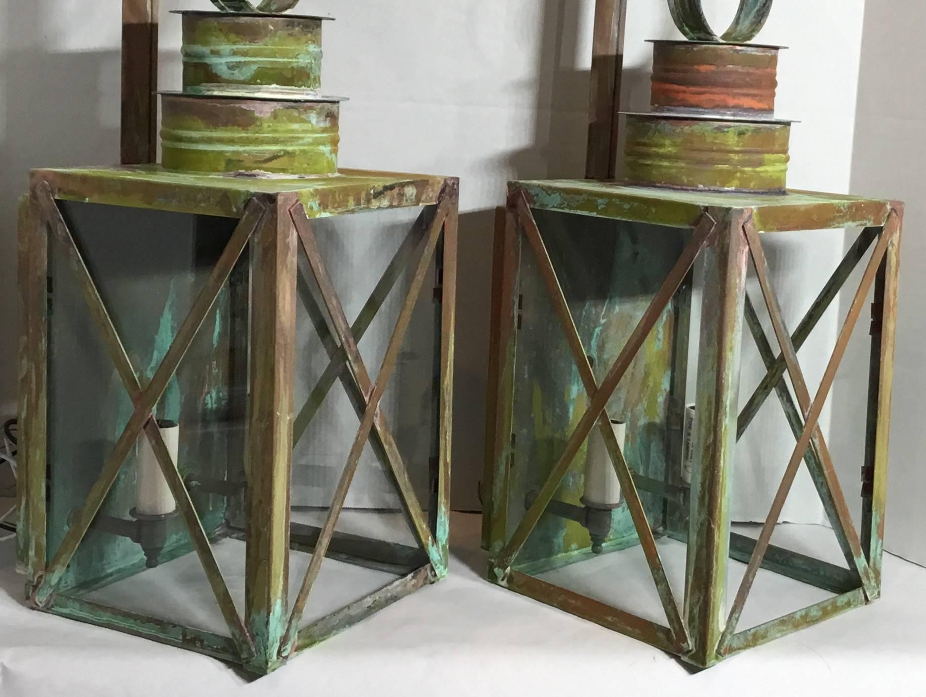 Pair of Architectural Copper Wall Lantern 5