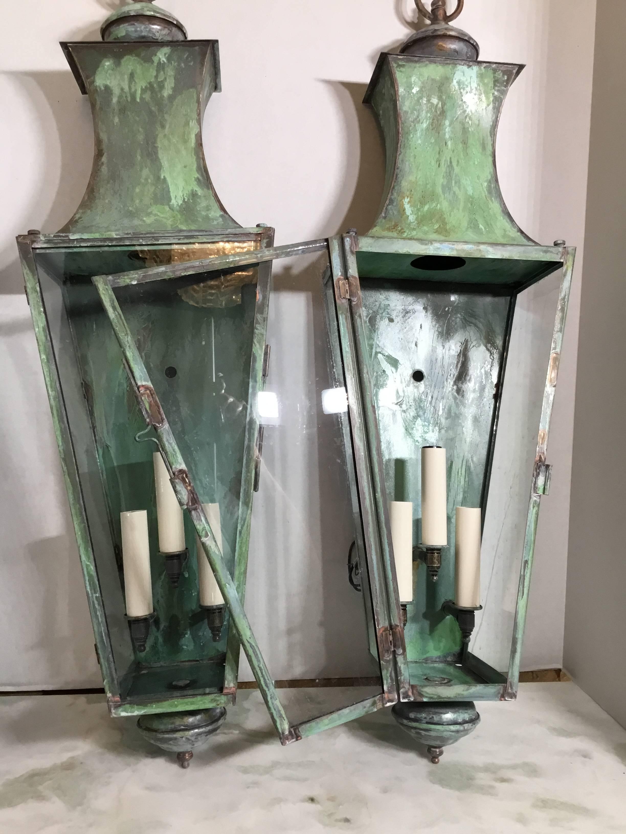 Pair of Architectural Copper Wall Lantern 4