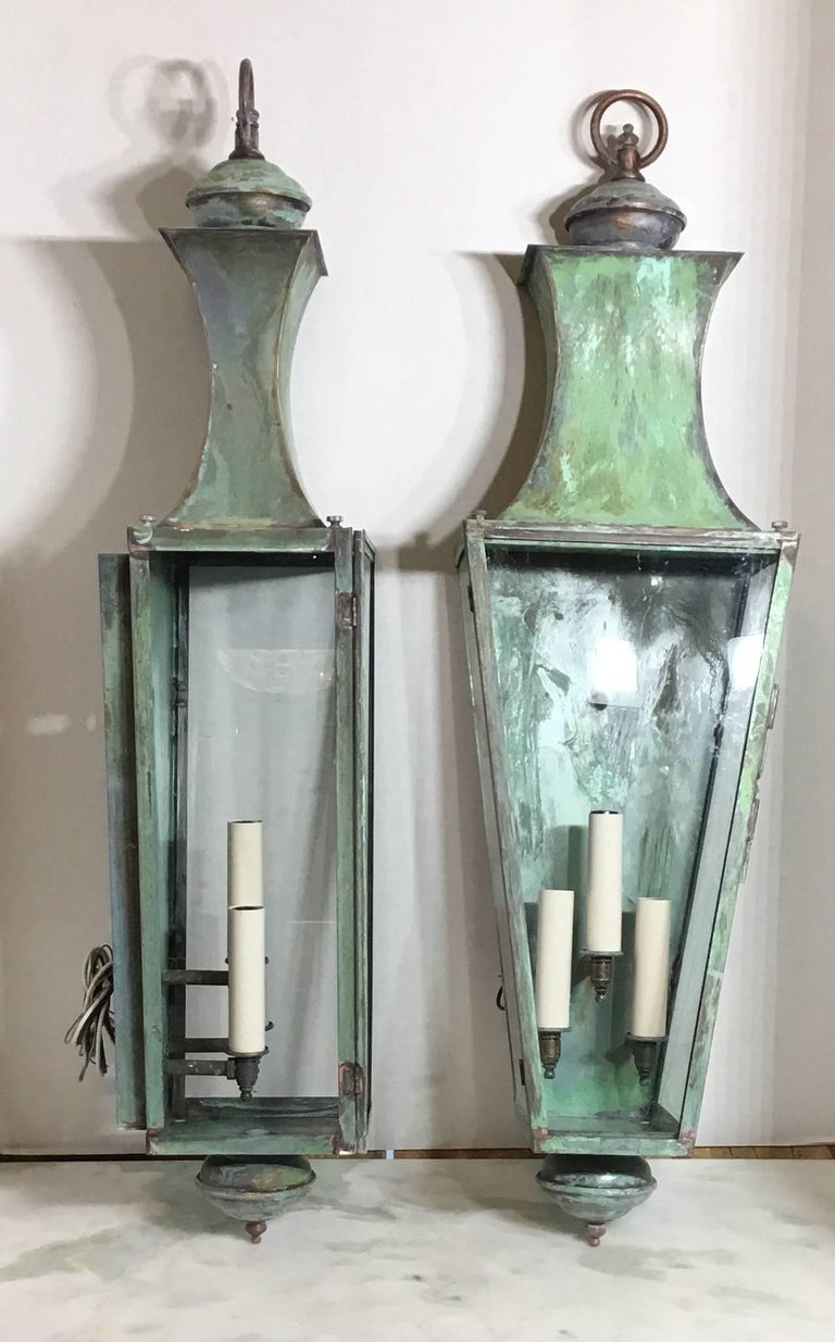 Pair of Architectural Copper Wall Lantern at 1stDibs