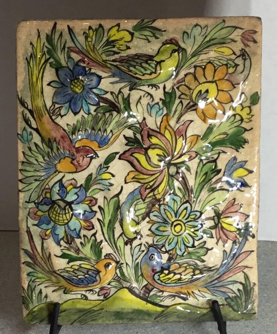 Vintage Persian Ceramic Tile In Excellent Condition In Delray Beach, FL